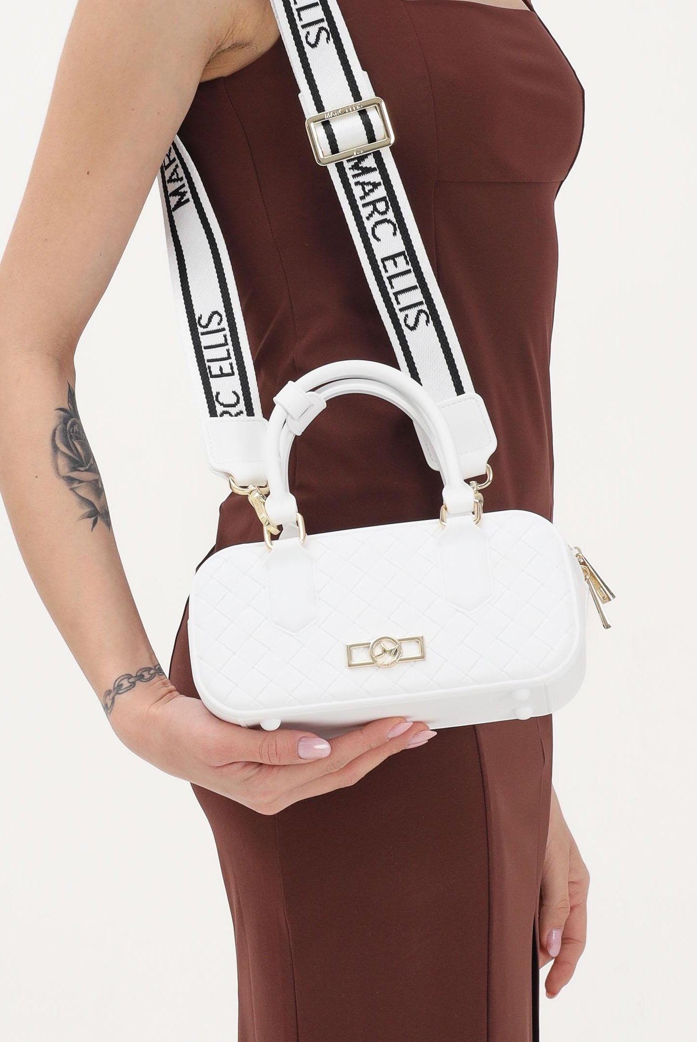 MARC ELLIS Borsa a mano Flat Glitty bianca da donna FLAT-GLITTY MILIGO MARC ELLIS