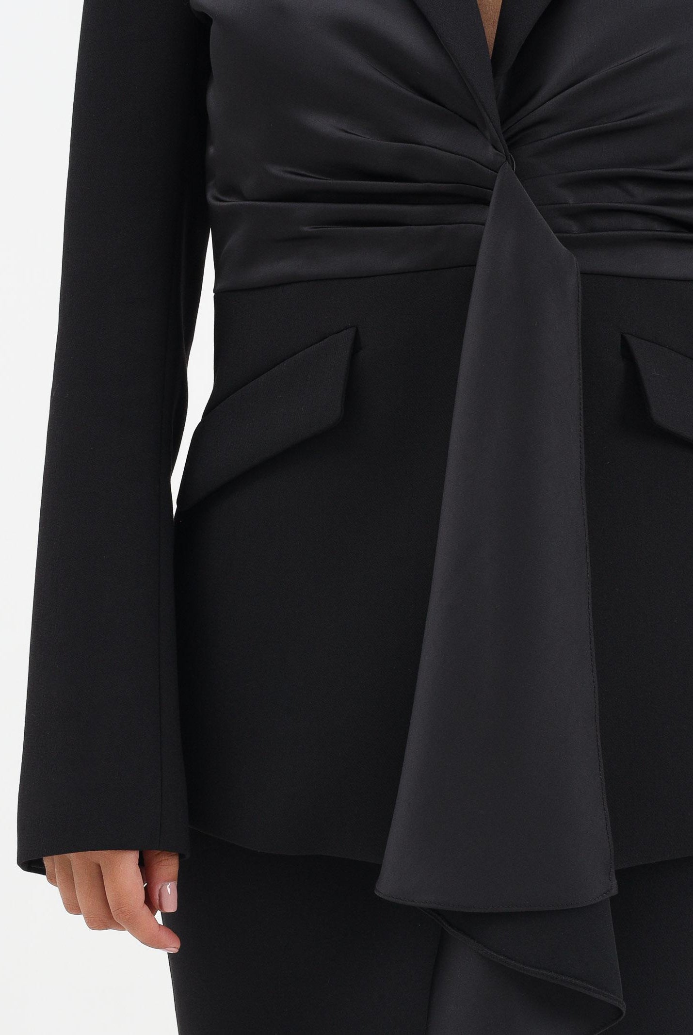 PATRIZIA PEPE Giacca nera da donna con drappeggio 2S1541A663 K103 PATRIZIA PEPE