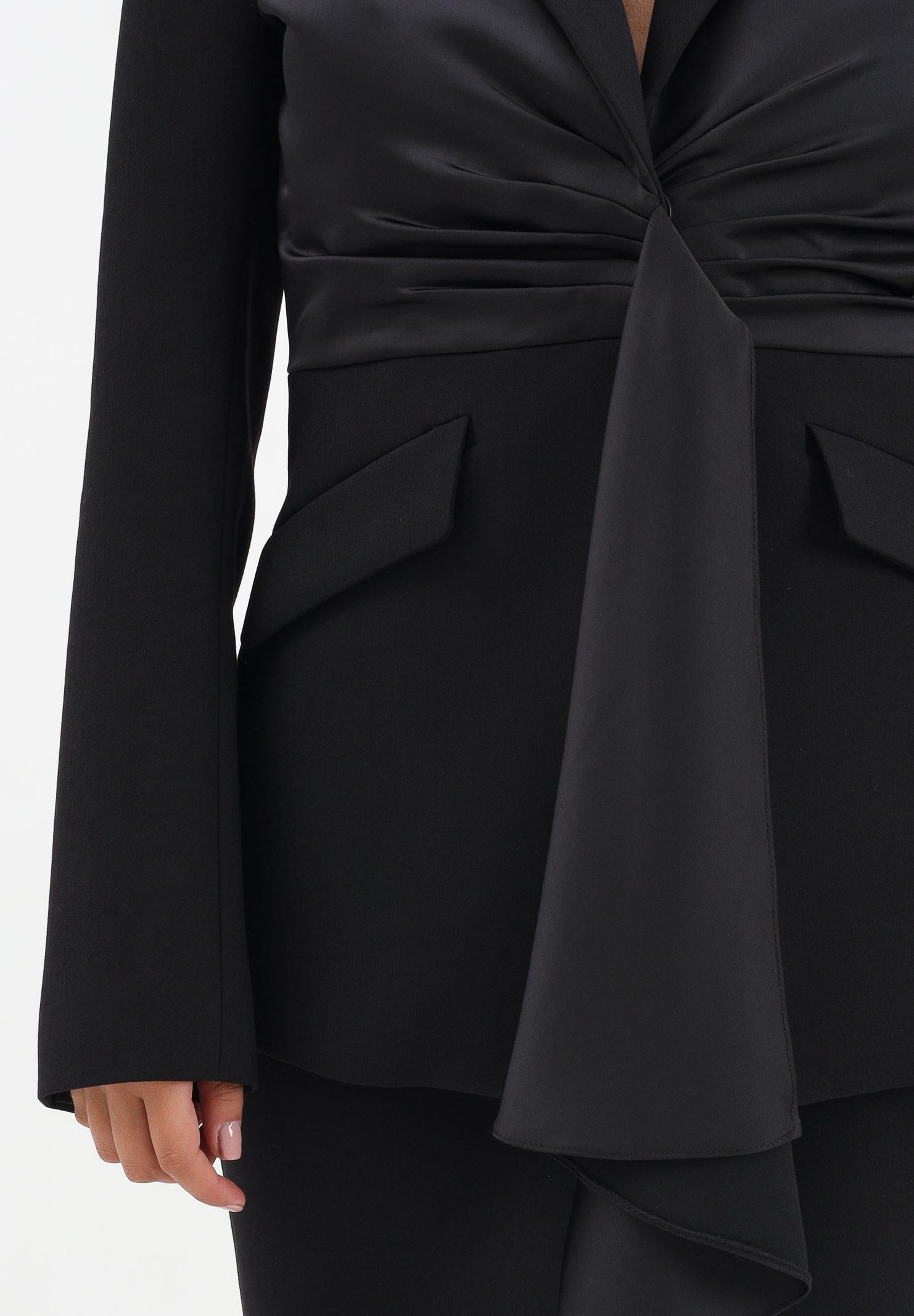 PATRIZIA PEPE Giacca nera da donna con drappeggio 2S1541A663 K103 PATRIZIA PEPE