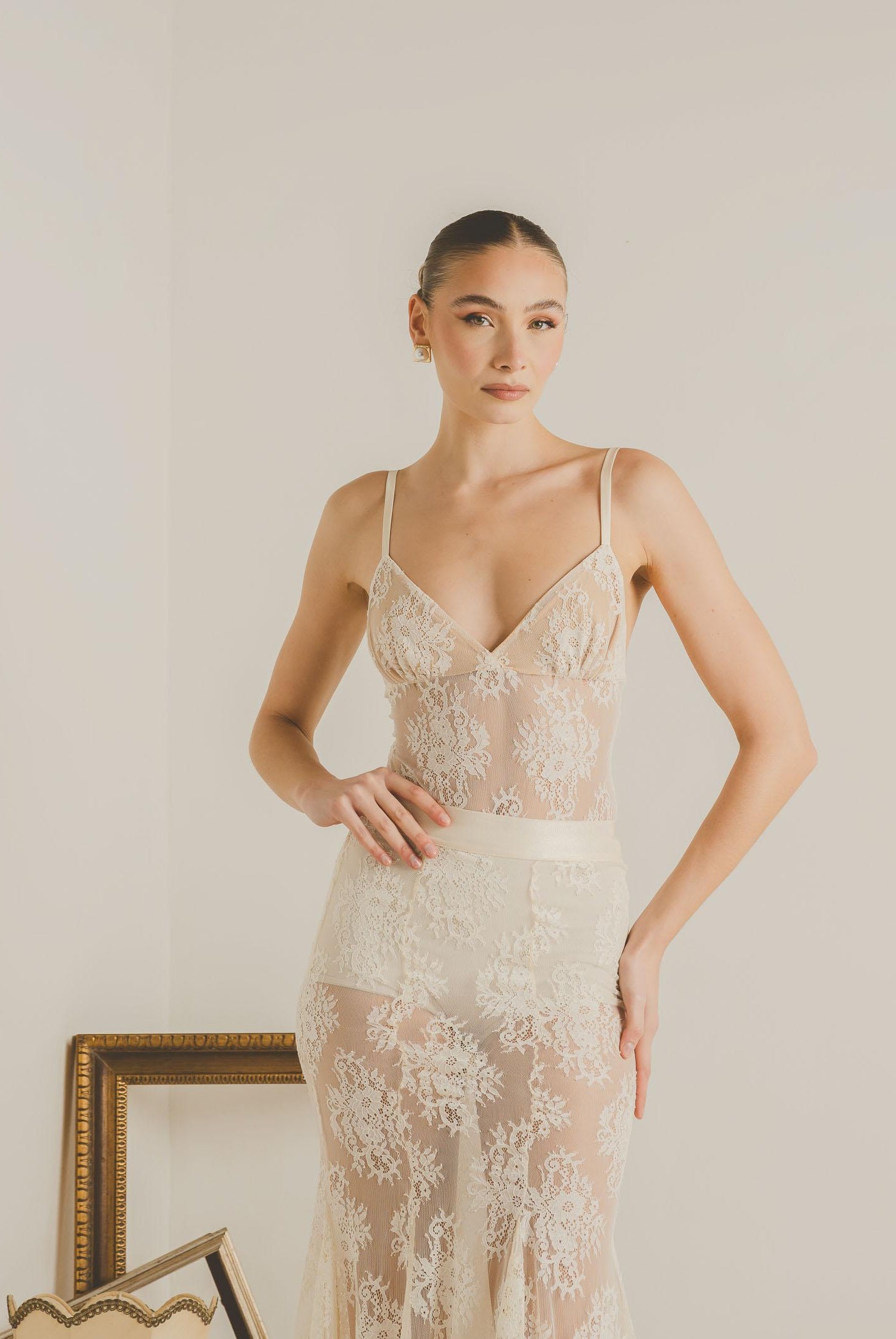 SANTAS Body RADIANCE panna da donna con ricamo in pizzo floreale PV2615 PA SANTAS