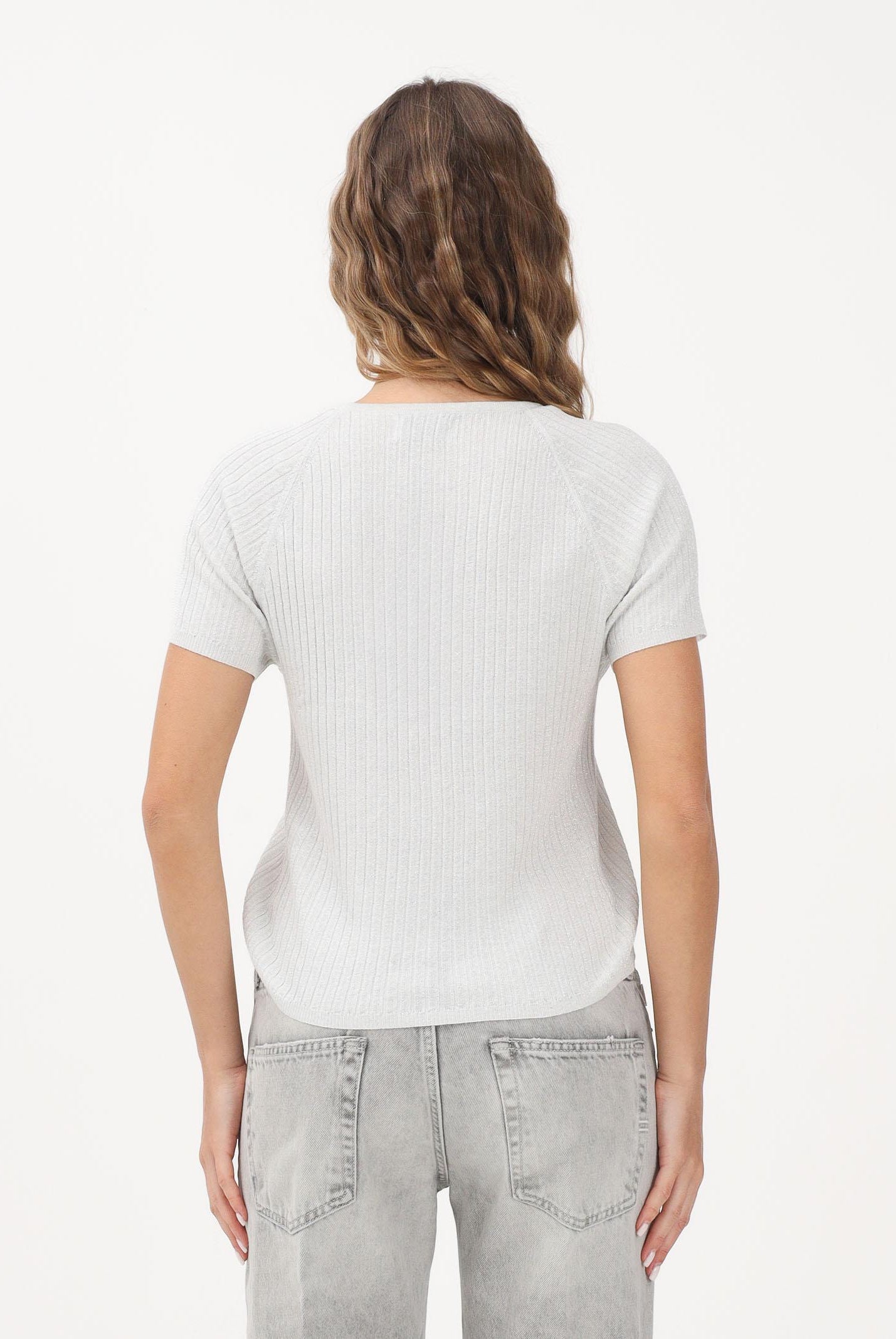 JDY Maglia girocollo argento da donna in filo 15334641 CLDAWSI JDY