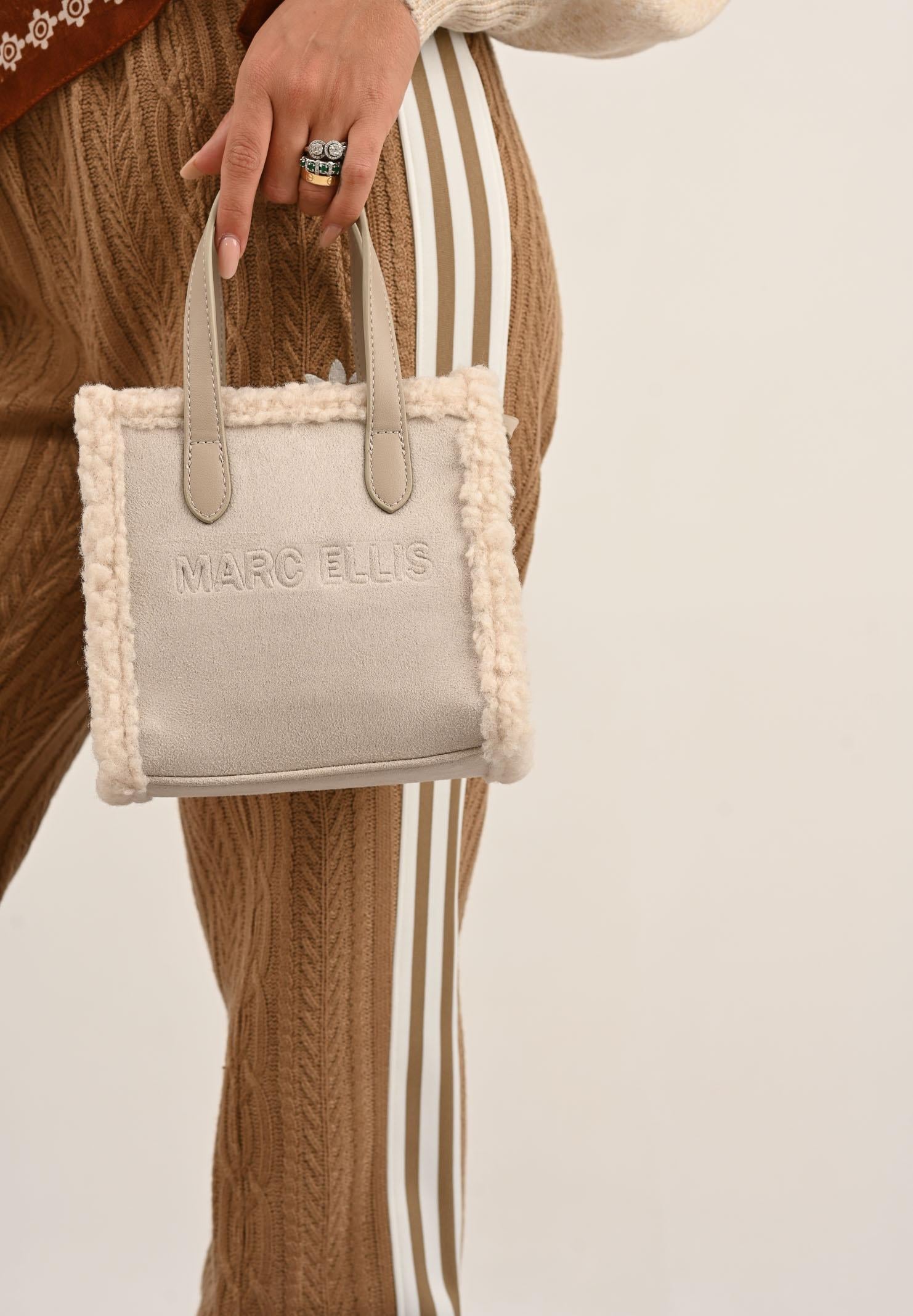 MARC ELLIS Borsa a mano Buby Suede S in morbido suede beige da donna BUBY-SUEDE-S TA MARC ELLIS