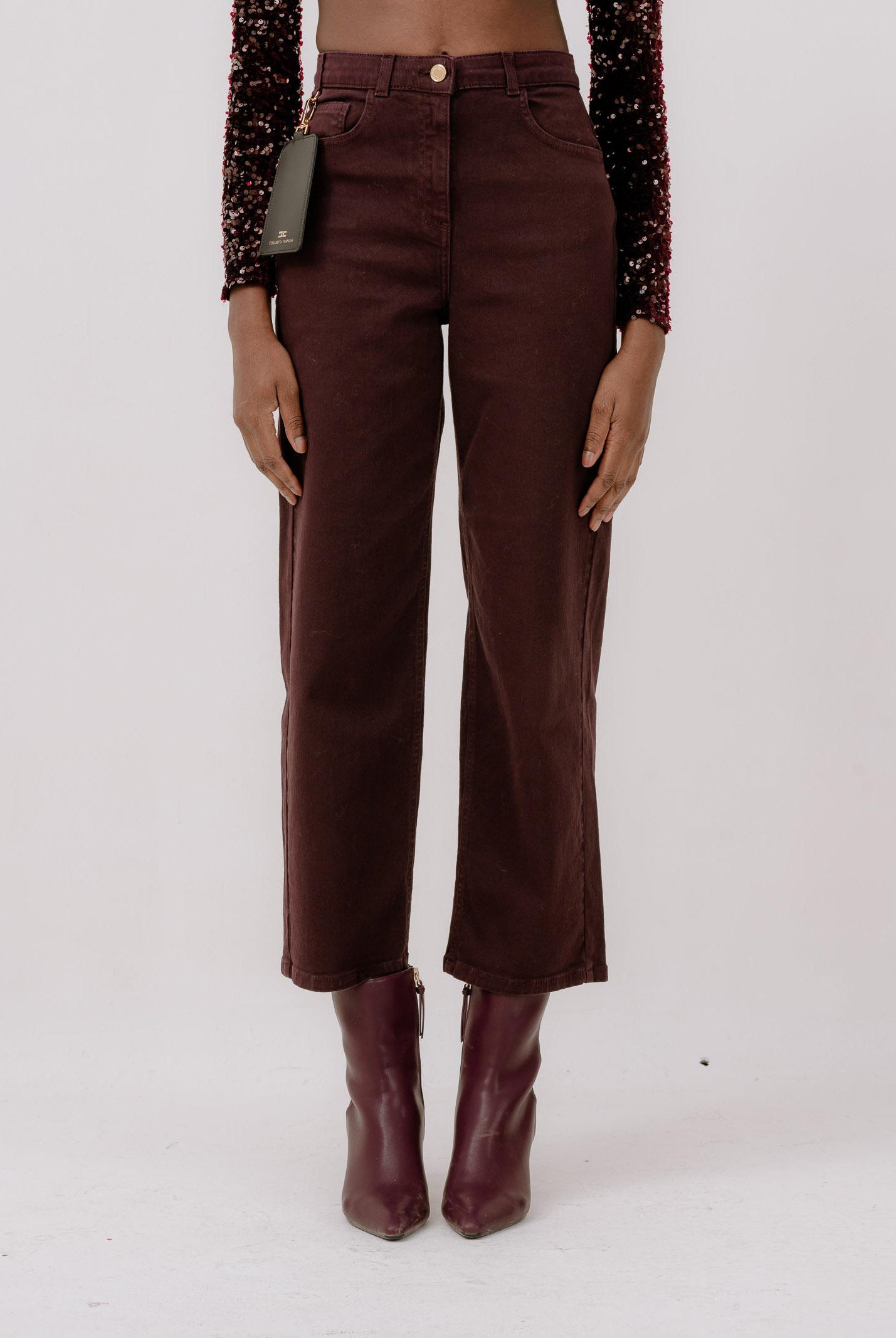 ELISABETTA FRANCHI Jeans in denim bordeaux da donna PJ04D56E2 EA4 ELISABETTA FRANCHI