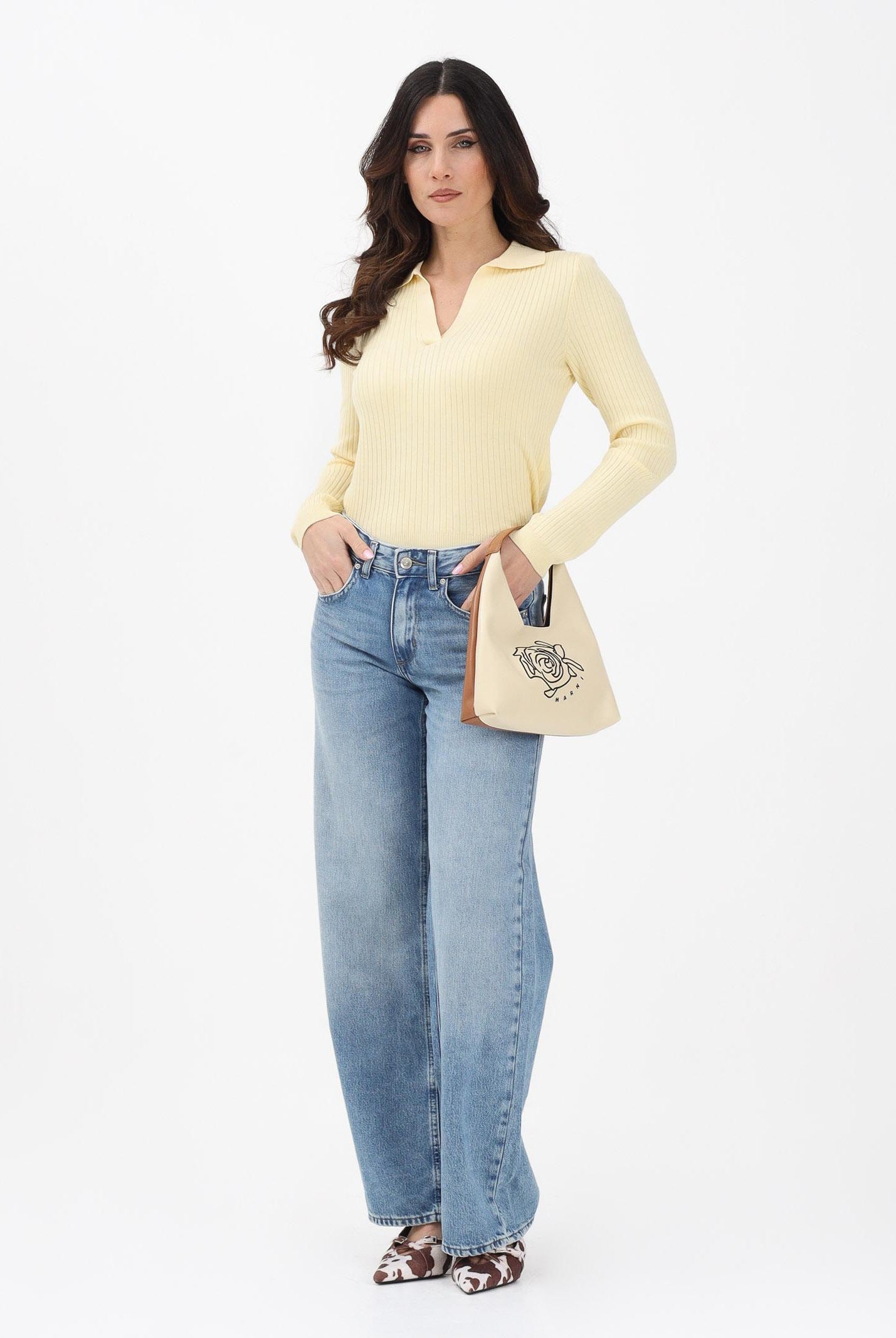 ONLY Jeans wide leg in denim blu medio chiaro da donna 15340011 LIME ONLY