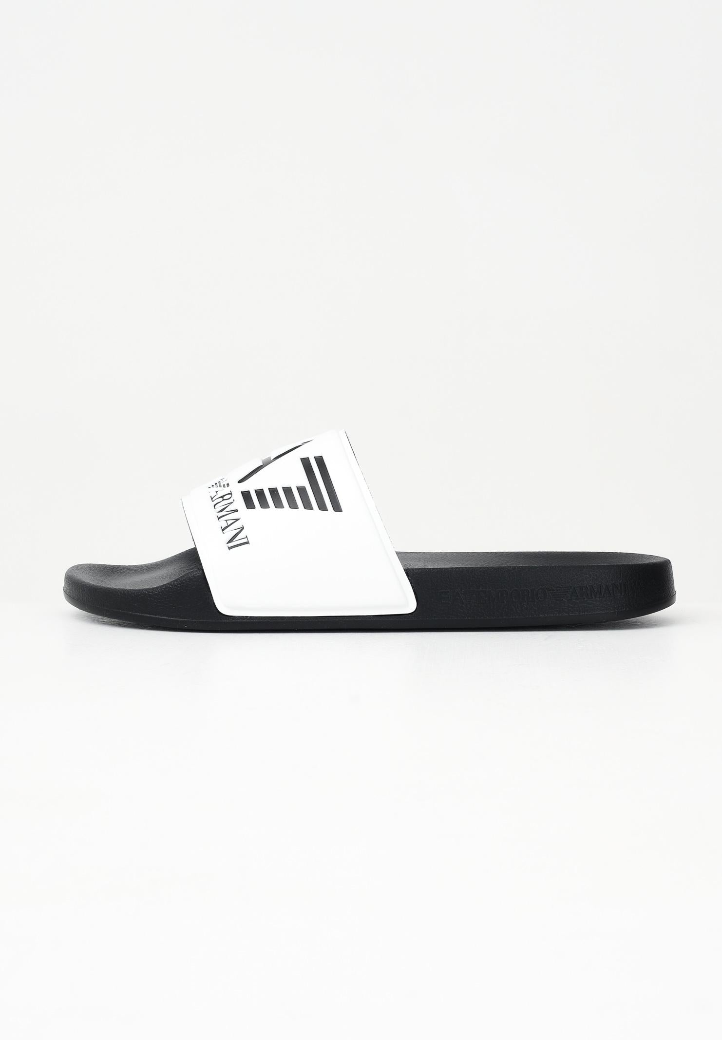 EA7 Ciabatte bianche e nere da uomo con logo 7X000108AF15118 MZ096 EA7