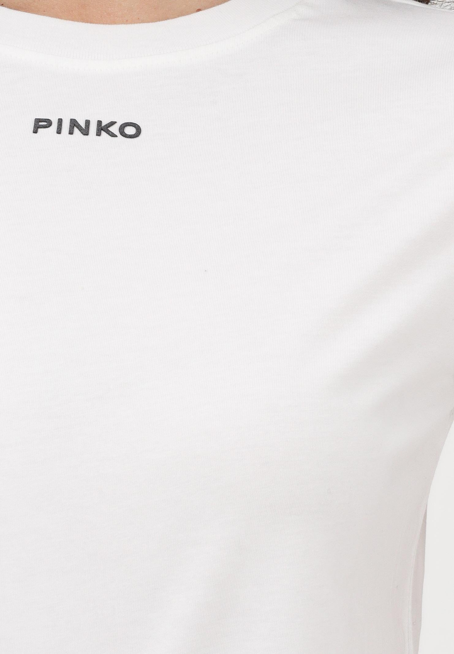 PINKO T-shirt a manica corta bianca da donna con logo 100373A34F Z05 PINKO