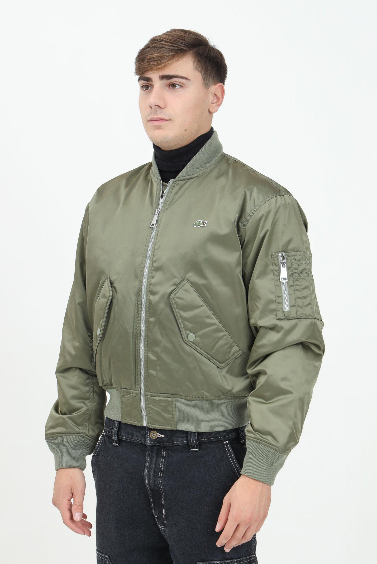 LACOSTE Bomber verde da uomo con logo BH2899 BMY LACOSTE