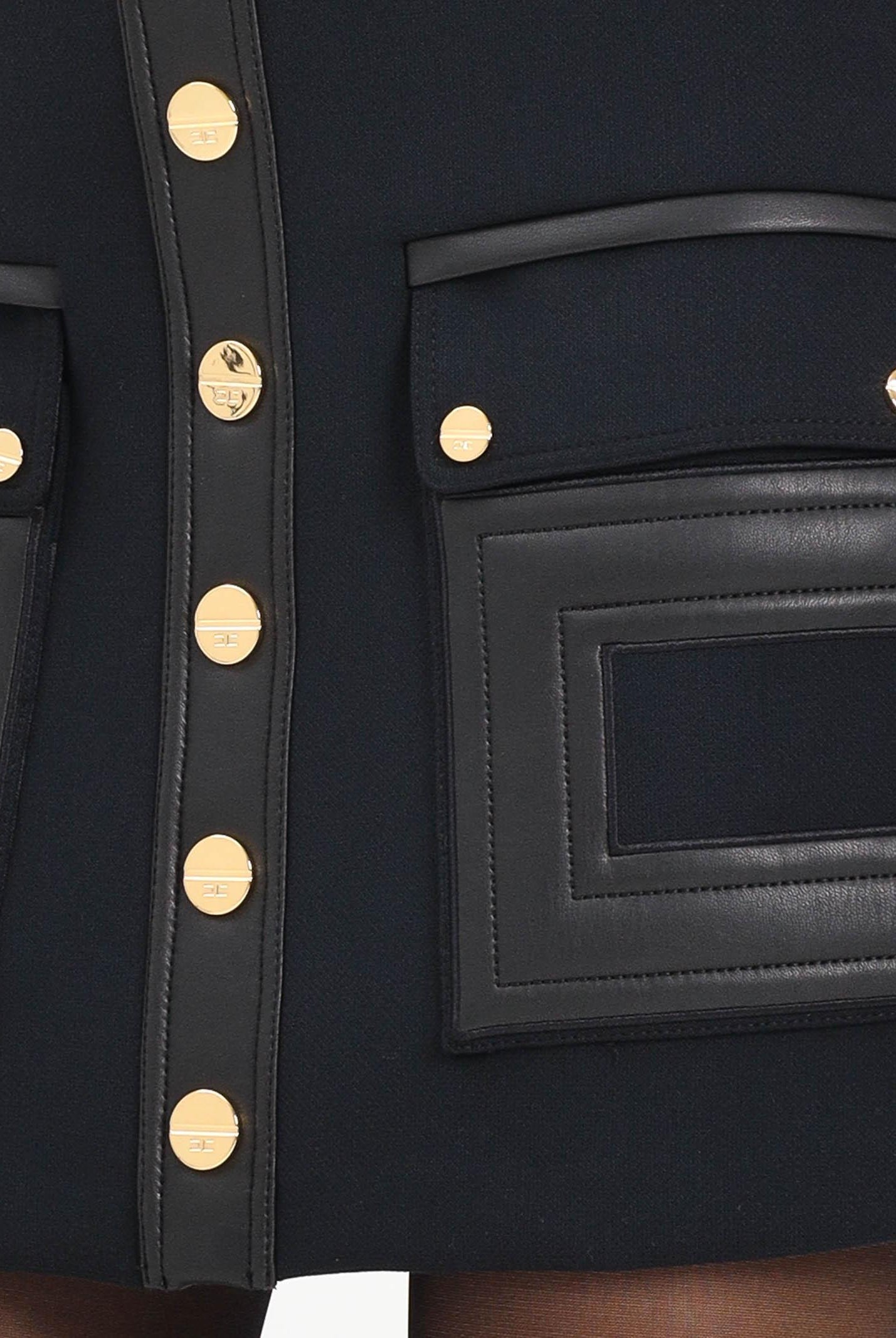 ELISABETTA FRANCHI Gonna corta nera da donna con dettagli logo<BR/> GO12057E2 110 ELISABETTA FRANCHI