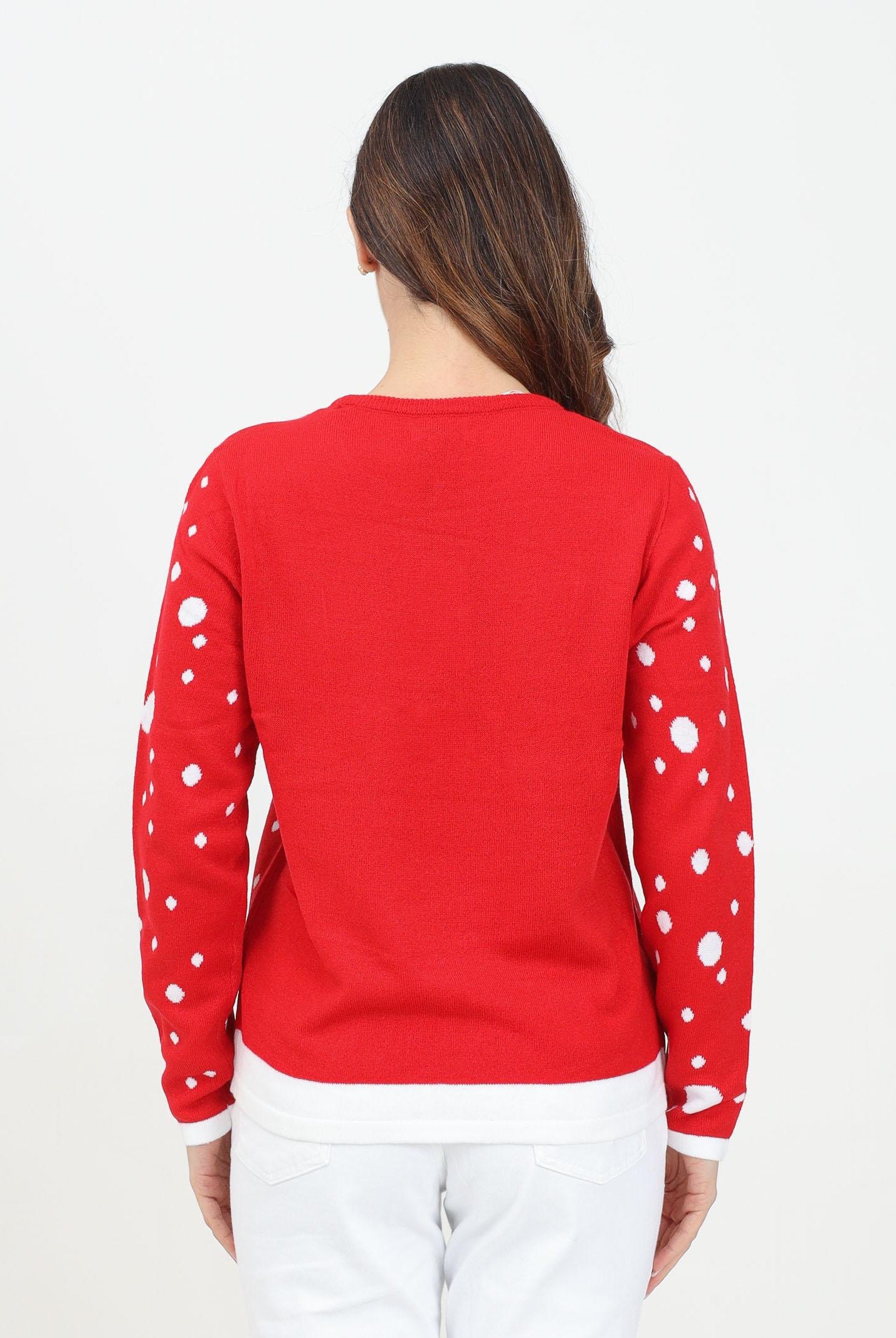 Maglioncino girocollo rosso da donna con renna 15238375 True Red JDY