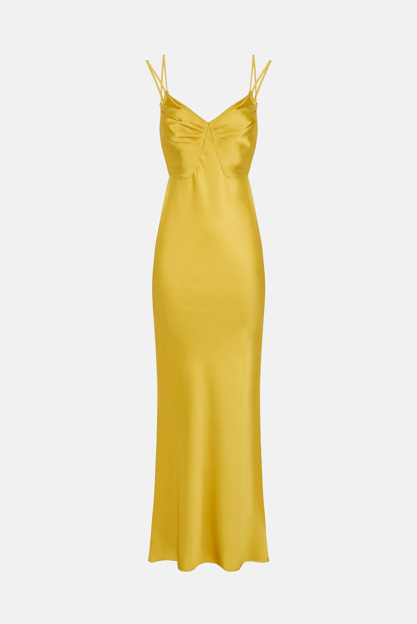 ELISABETTA FRANCHI Abito lungo Red Carpet in raso giallo donna ABR3362E2 EV4 ELISABETTA FRANCHI