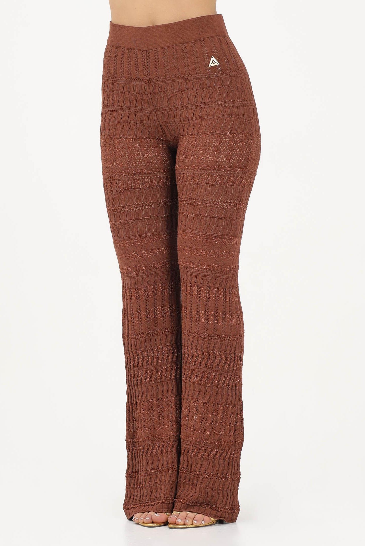 AKEP Pantalone marrone da donna in maglia lavorata PTKD13211 V2 AKEP