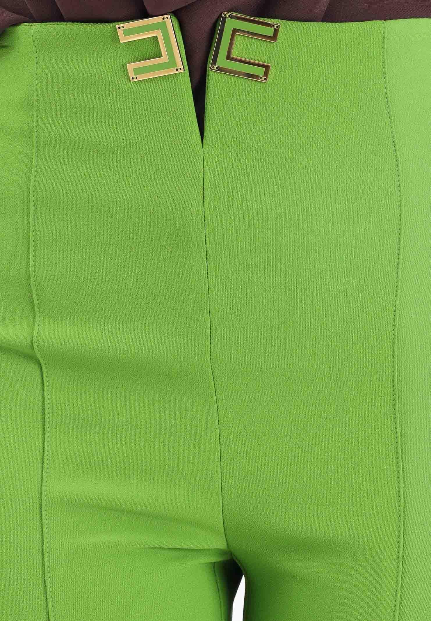 ELISABETTA FRANCHI Pantalone elegante verde da donna con dettagli logo<BR/> PA16361E2 EV3 ELISABETTA FRANCHI