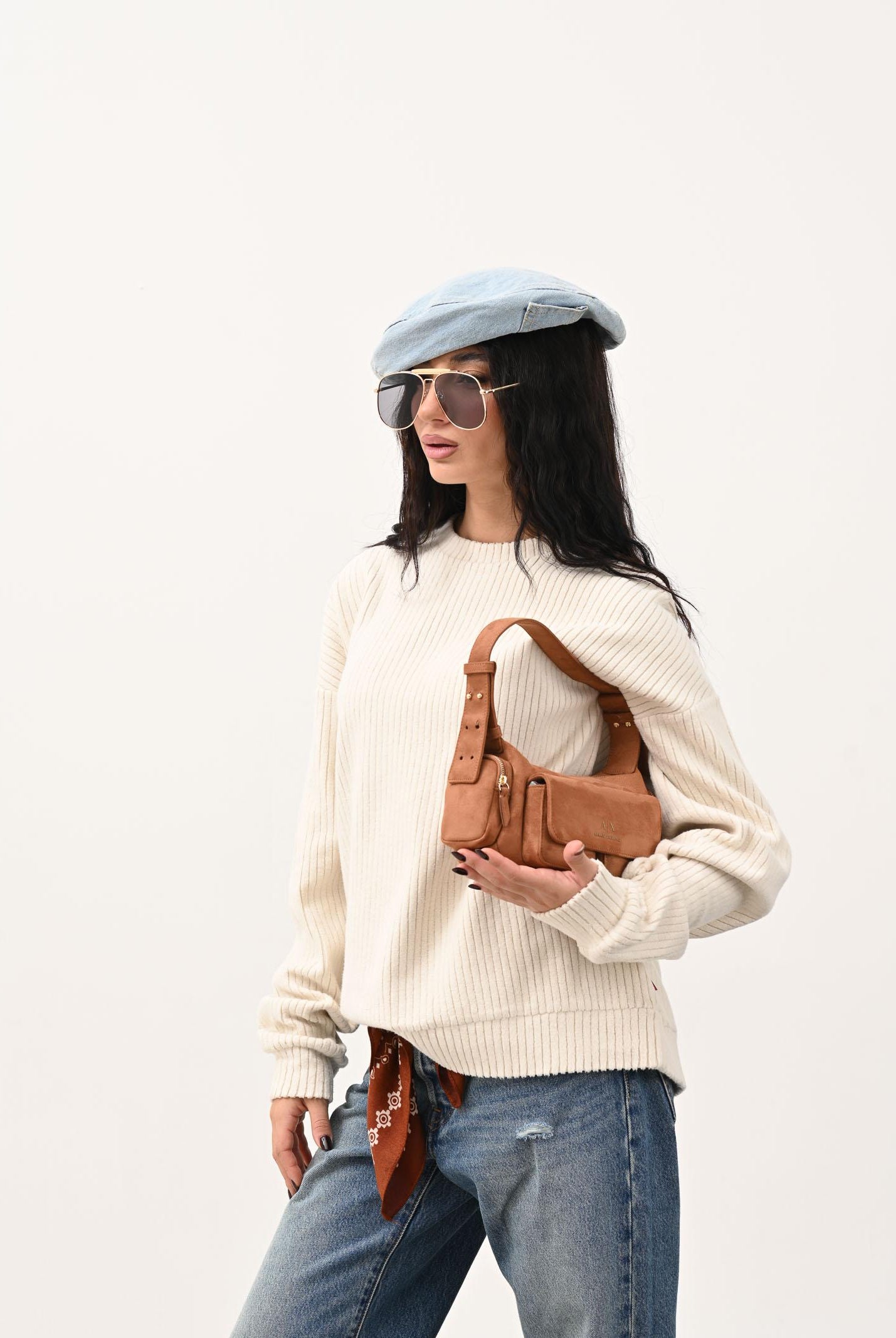DSQUARED2 Felpa girocollo panna per donna, ragazzi e bambini in velluto a coste DQ2999D0AE3 DQ102 DSQUARED2