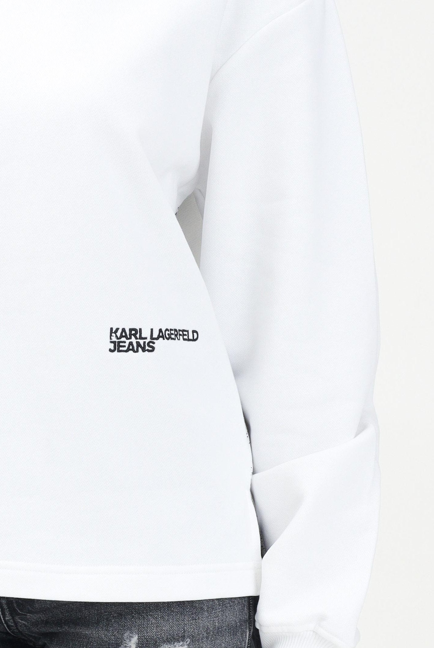 KARL LAGERFELD Felpa girocollo bianca da donna con stampa Karl Lagerfeld KLA1W20068 100 KARL LAGERFELD