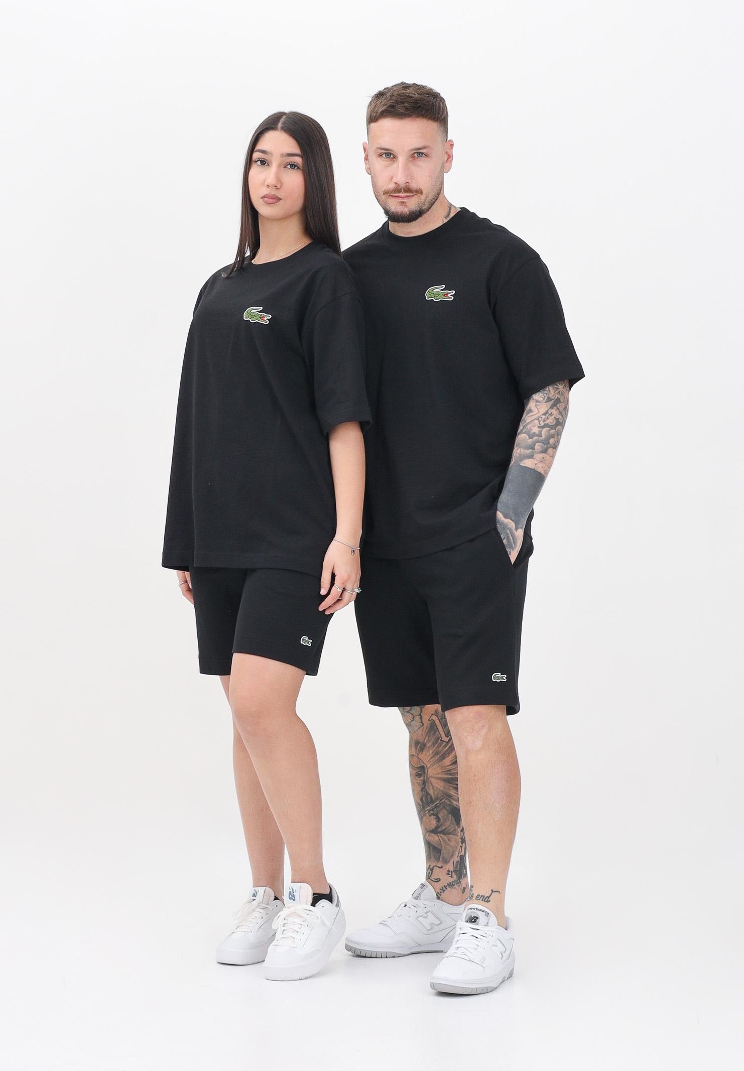 LACOSTE Shorts sportivo nero per uomo e donna con logo GH9860 031 LACOSTE