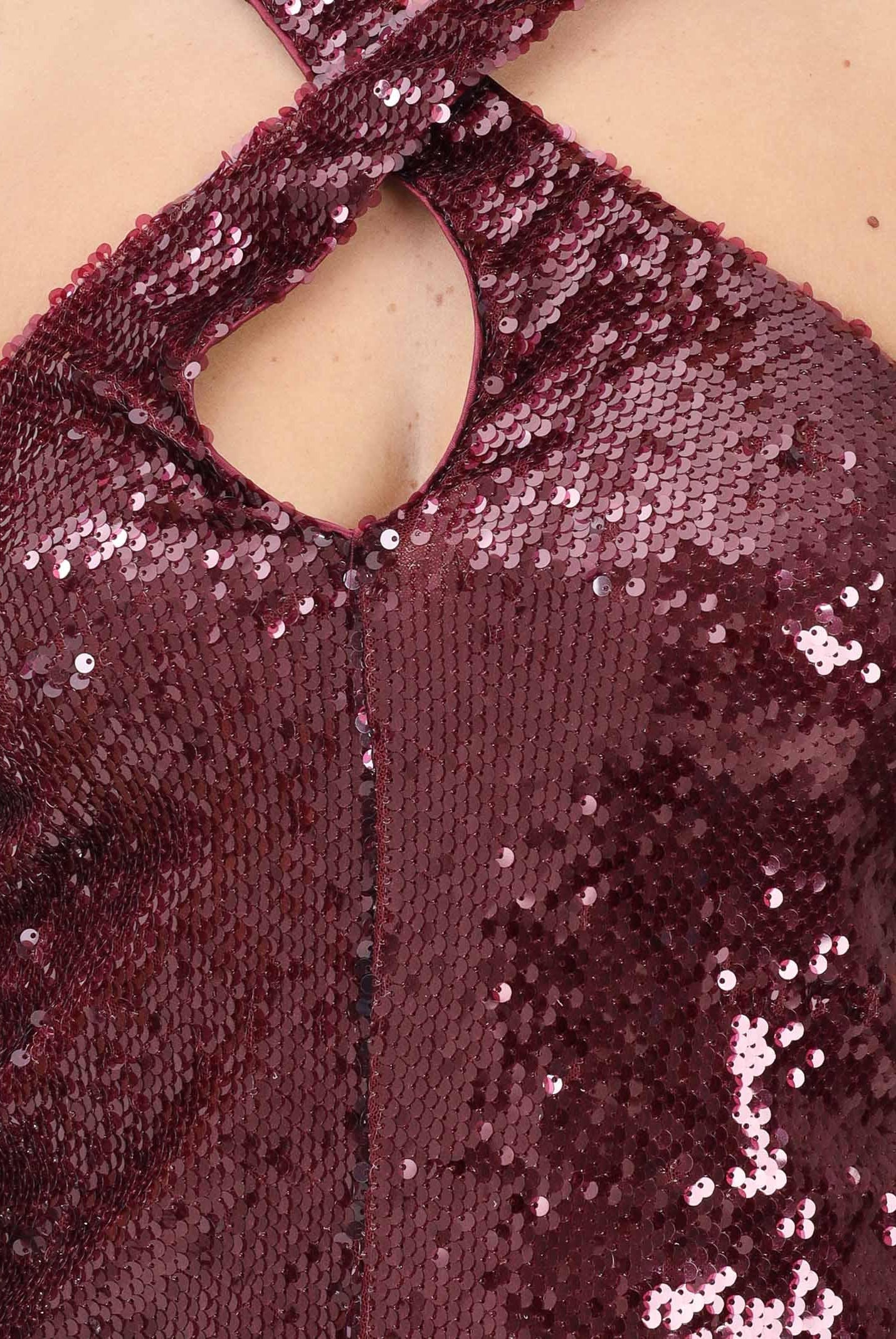 AKEP Top elegante bordeaux da donna interamente ricoperto di paillettes CNKD11101 V1 AKEP