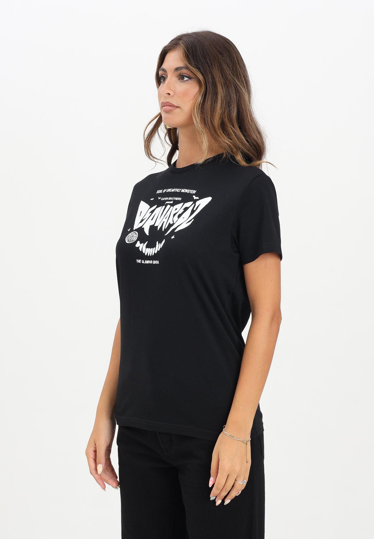 DSQUARED2 T-shirt a manica corta nera per donna, ragazzi e bambini con stampa horror DQ2981D004G DQ900 DSQUARED2