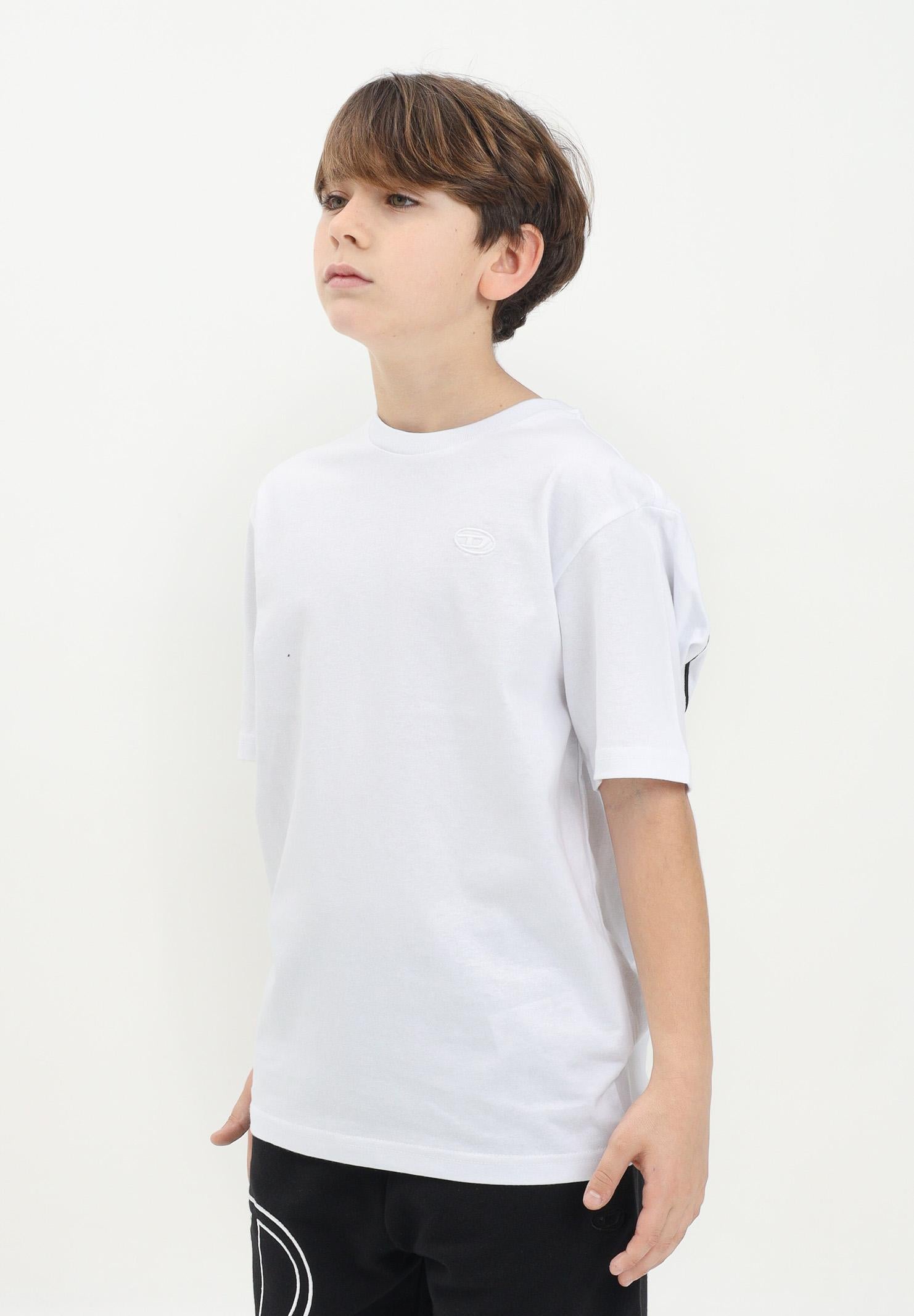 DIESEL T-shirt a manica corta bianca per donna, ragazzi e bambini con maxi logo Oval D J022760HGAM K100 DIESEL