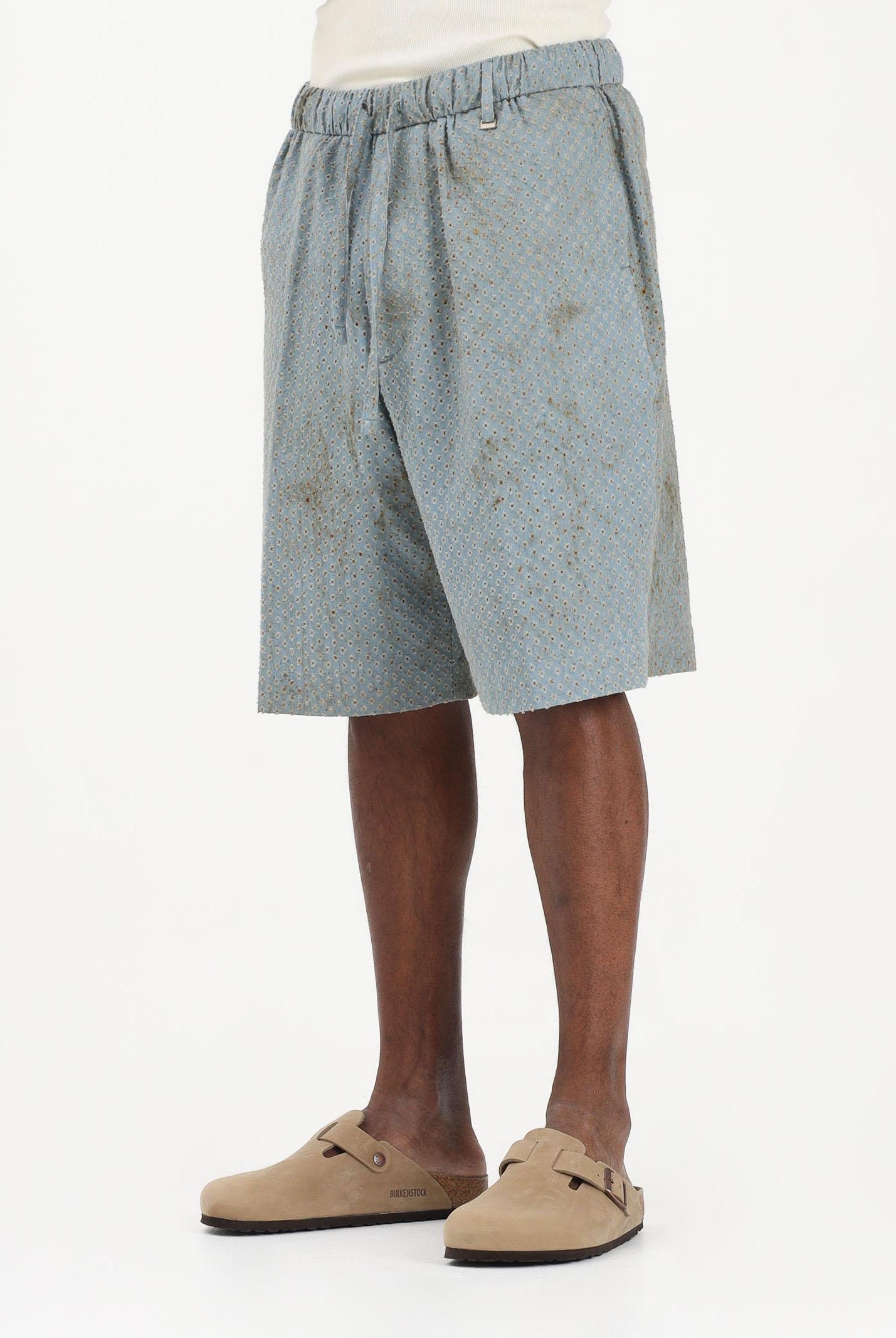 I'M BRIAN Shorts celeste da uomo con micro-lavorazione traforata BE3715 0028 I'M BRIAN