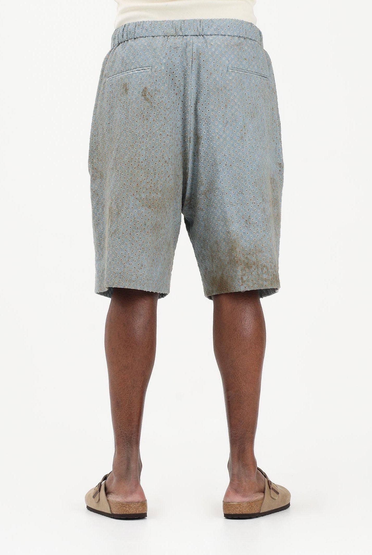 I'M BRIAN Shorts celeste da uomo con micro-lavorazione traforata BE3715 0028 I'M BRIAN