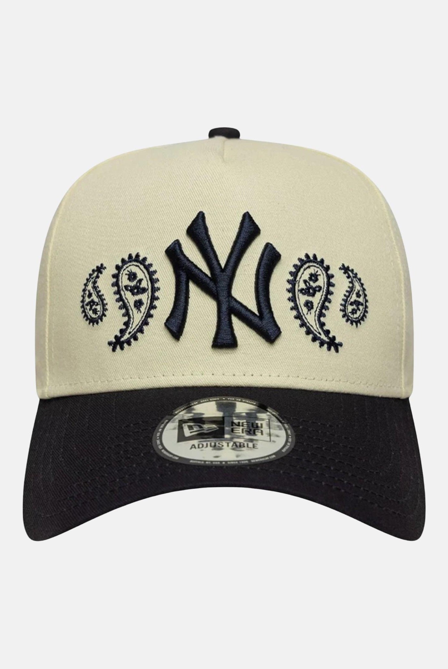 NEW ERA Cappello con visiera 9FORTY E-Frame New York Yankees MLB Paisley panna e nero per uomo e donna 60691069 . NEW ERA