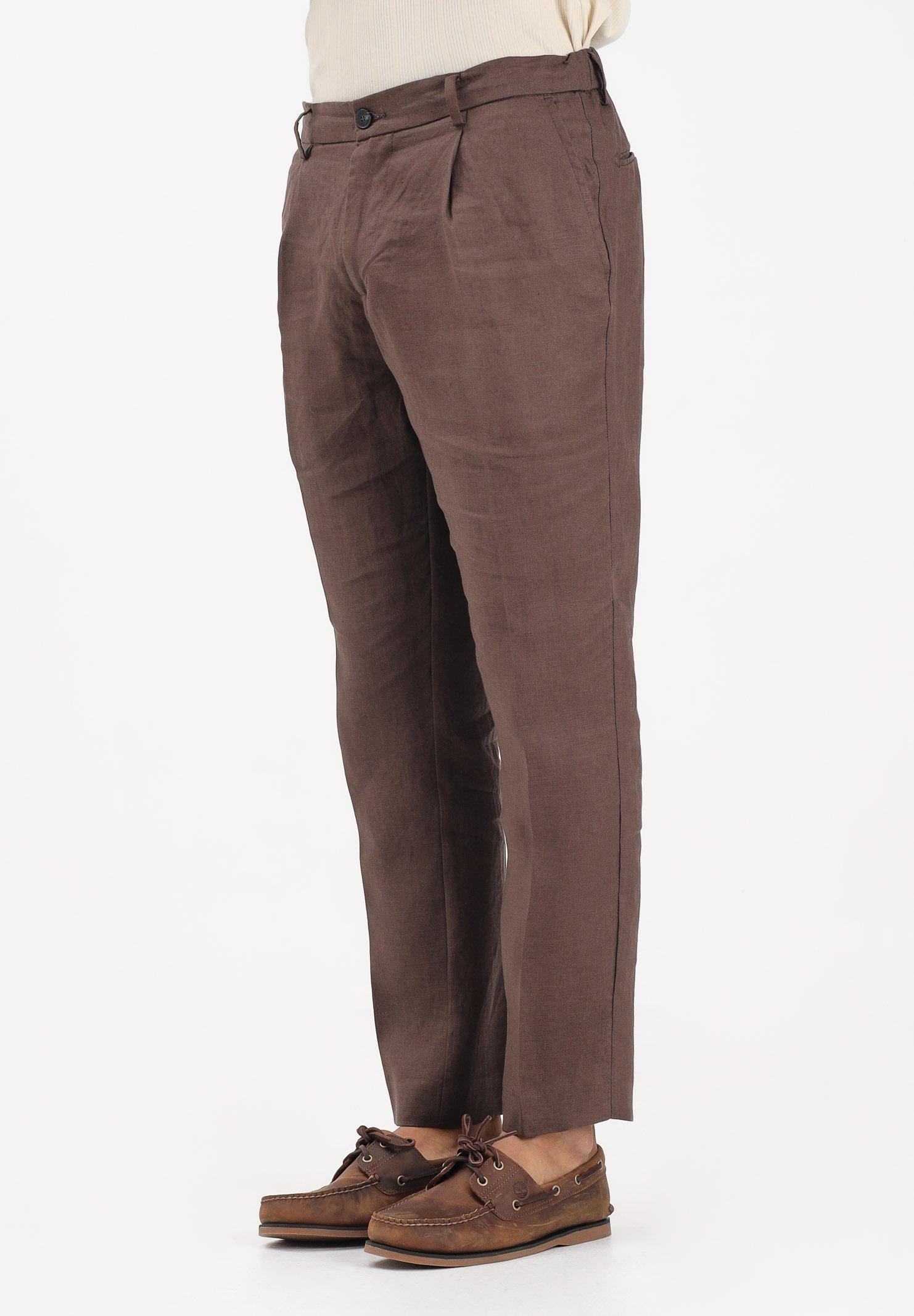 ENTRE AMIS Pantalone in lino marrone da uomo P26JAP5RENO2148 5174 ENTRE AMIS