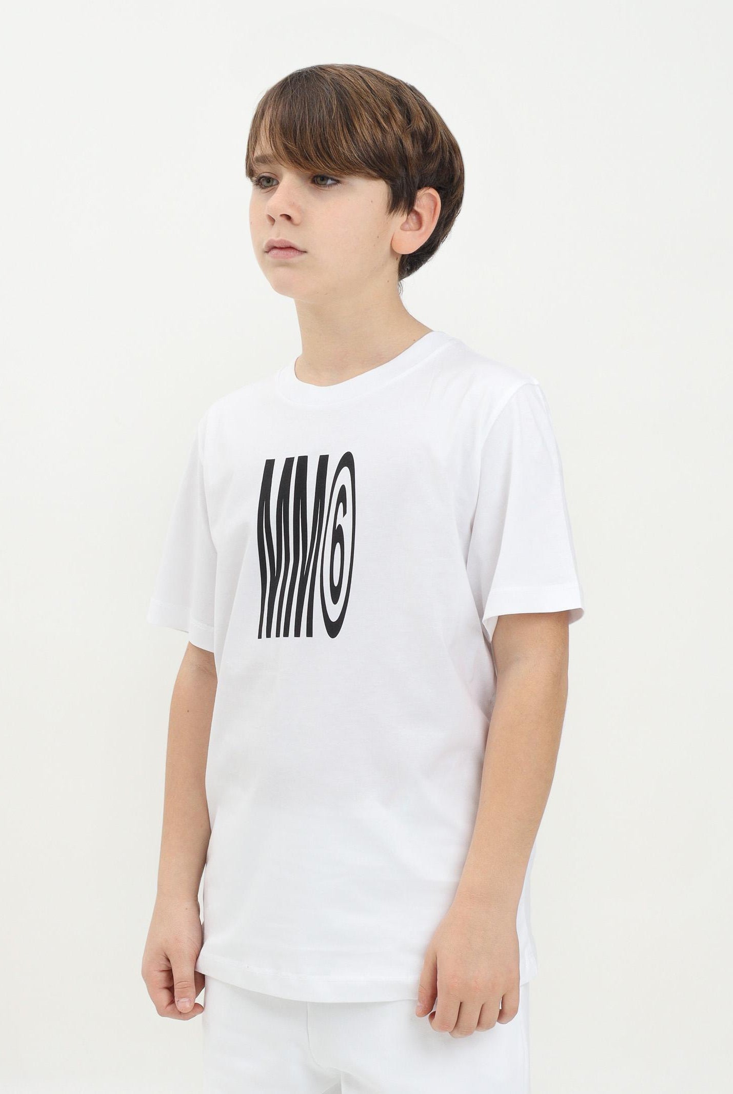 MAISON MARGIELA T-shirt a manica corta bianca per donna, ragazzi e bambini con logo MM6 M60807MM04I BI MAISON MARGIELA