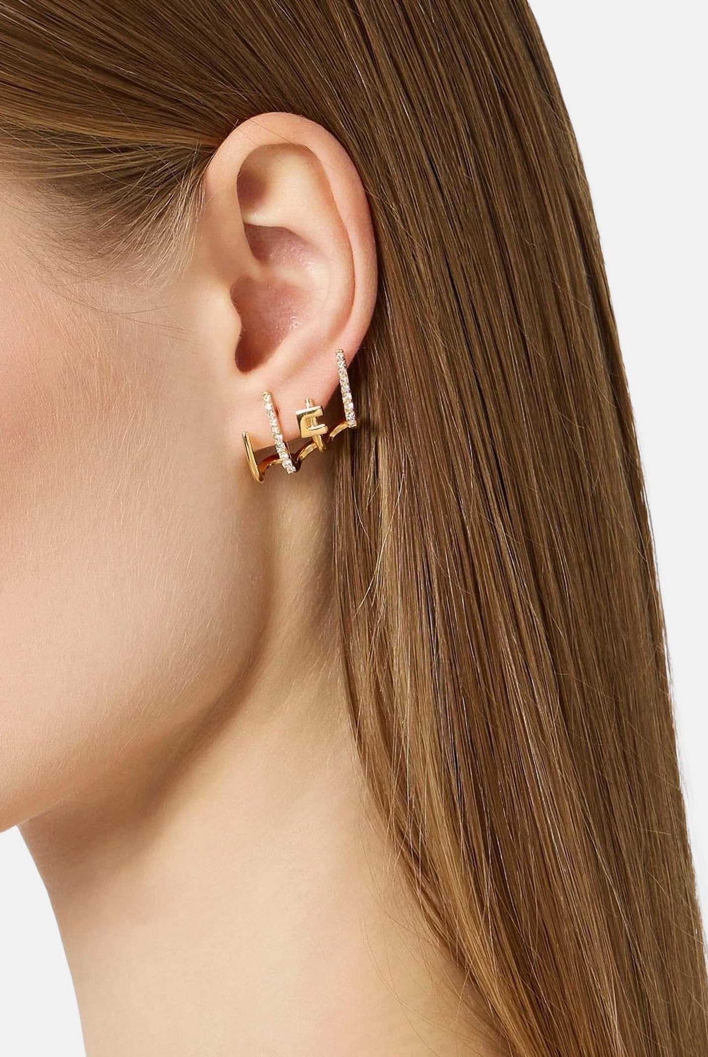 ELISABETTA FRANCHI Orecchini oro da donna con logo e strass OR66A62E2 U95 ELISABETTA FRANCHI