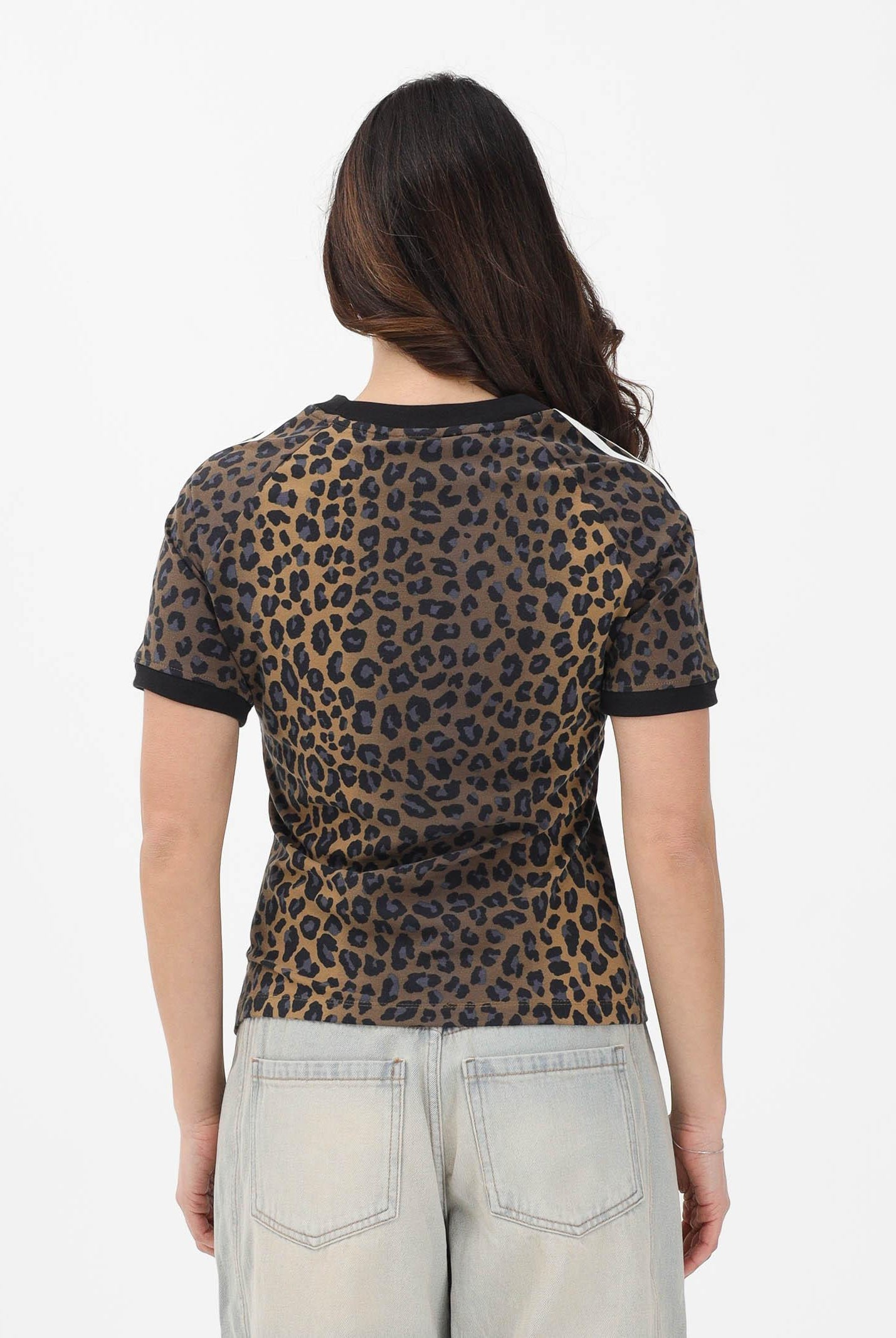 ADIDAS ORIGINALS T-shirt a manica corta Leopard Cali beige da donna JW7304 . ADIDAS ORIGINALS