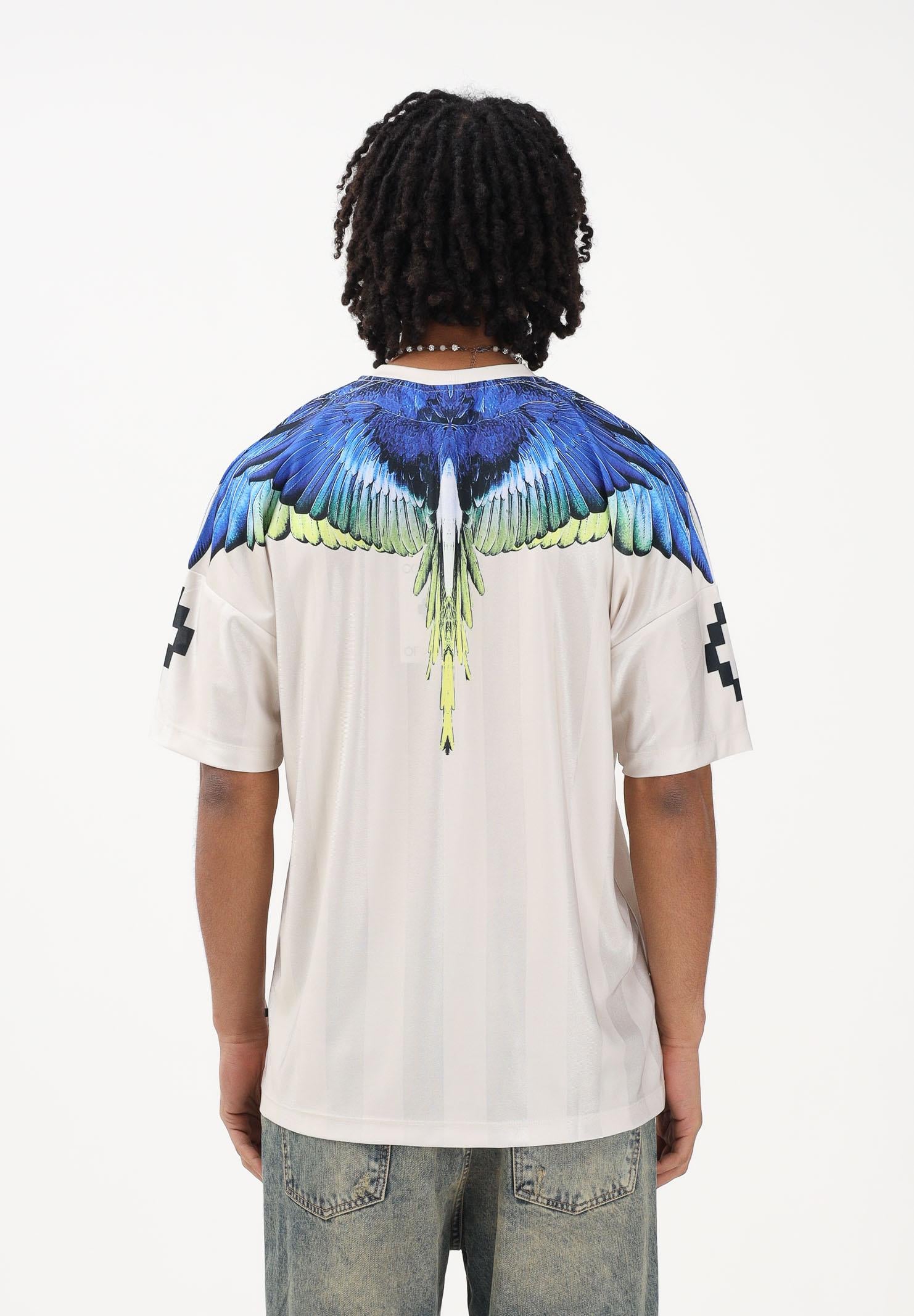 MARCELO BURLON COUNTY OF MILAN T-shirt a manica corta beige da uomo con stampa S6CMMATH086 412 MARCELO BURLON COUNTY OF MILAN