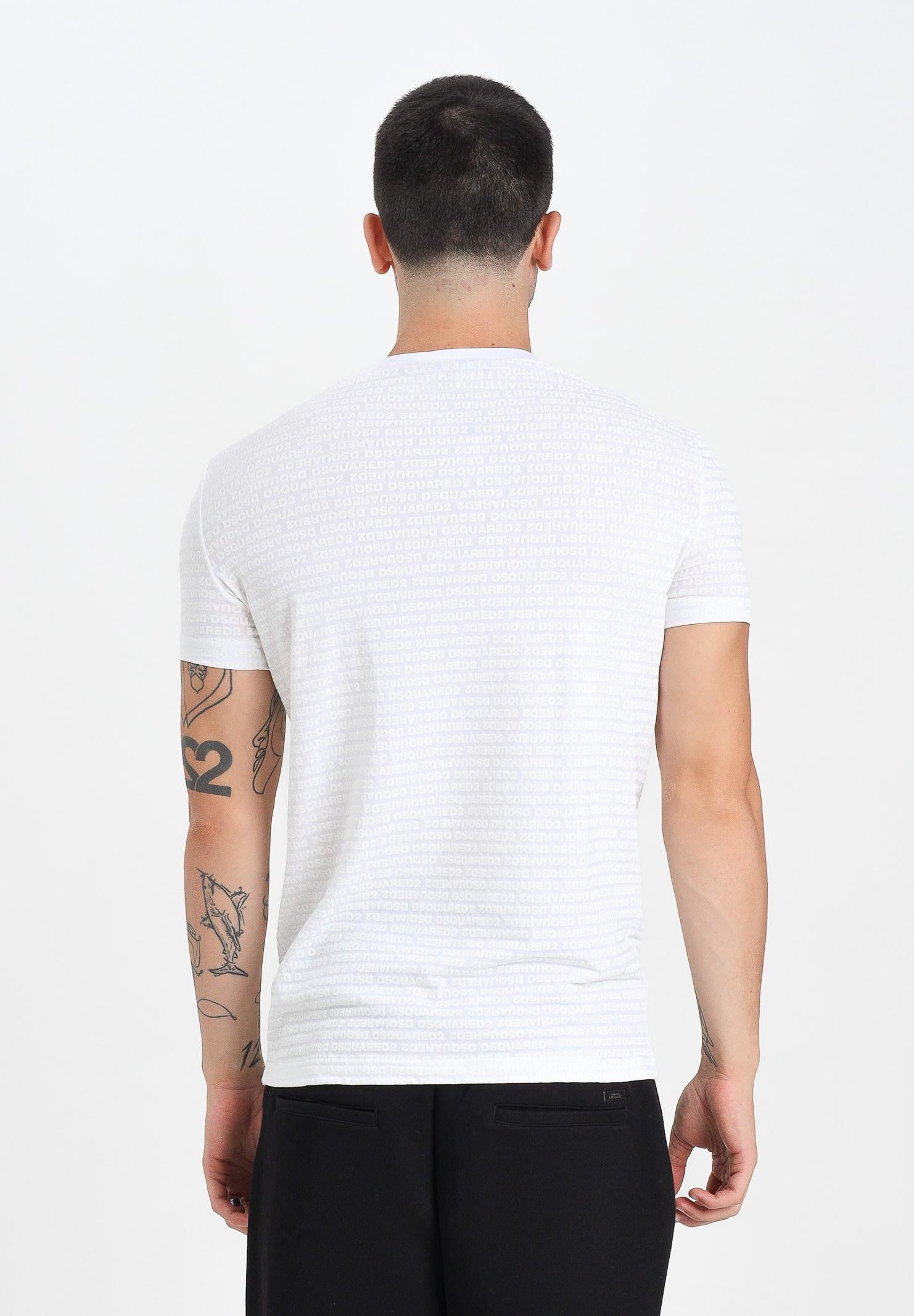 DSQUARED2 T-shirt a manica corta bianca da uomo con logo all--over D9H136200T 110 DSQUARED2