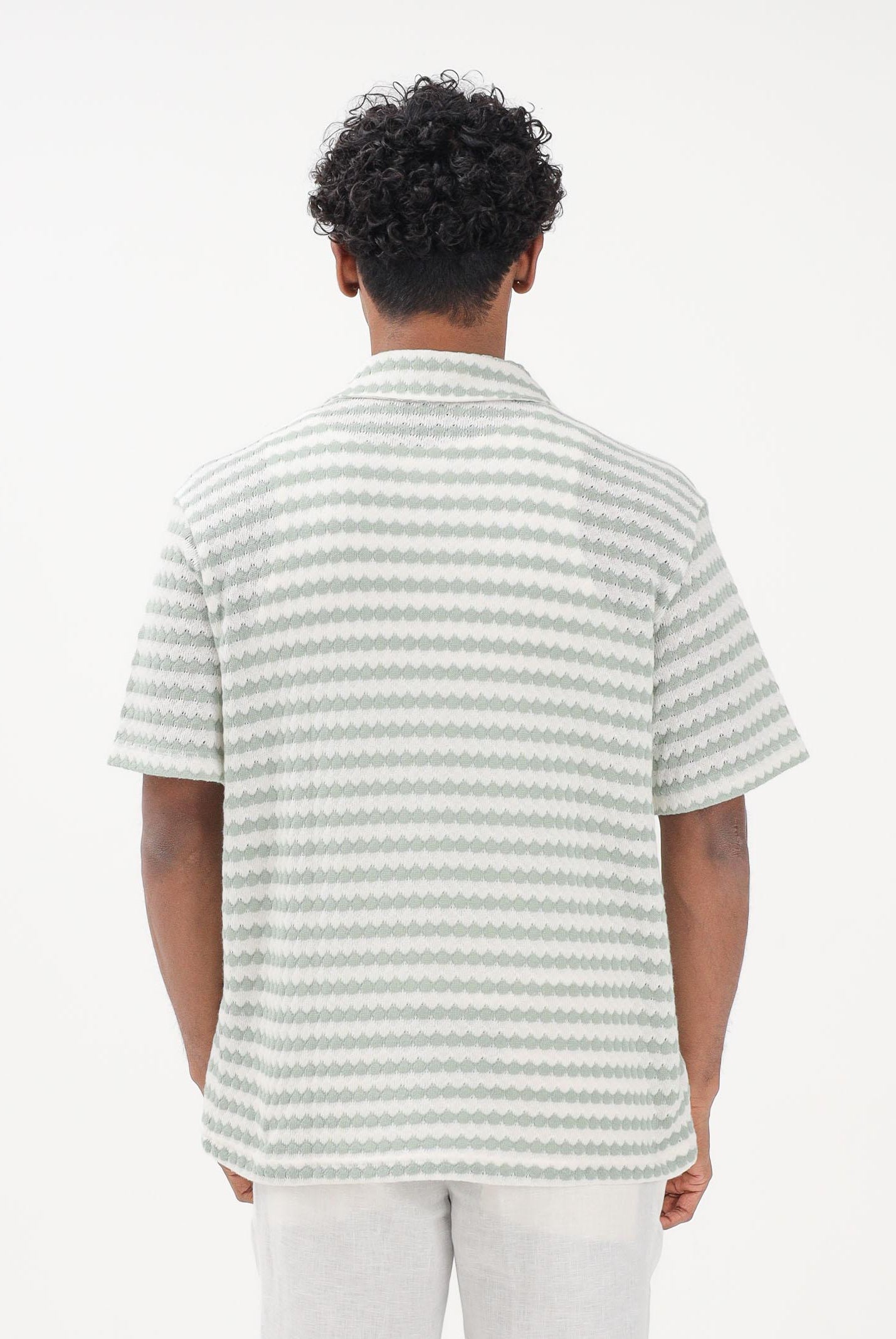 SELECTED HOMME Camicia a manica corta bianca e verde acqua da uomo con motivo a righe 16100463 AQGR SELECTED HOMME