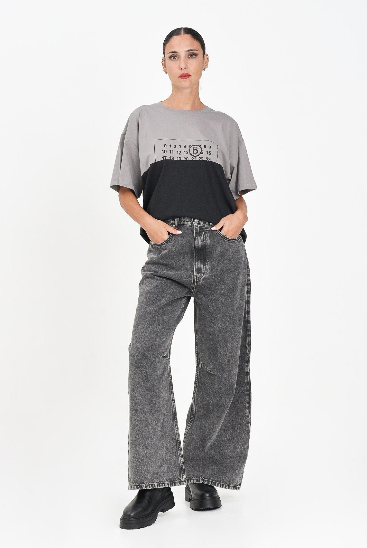 MAISON MARGIELA Jeans per donna, ragazzi e bambini in denim nero con leggere sfumature M60844MM06D M602 MAISON MARGIELA