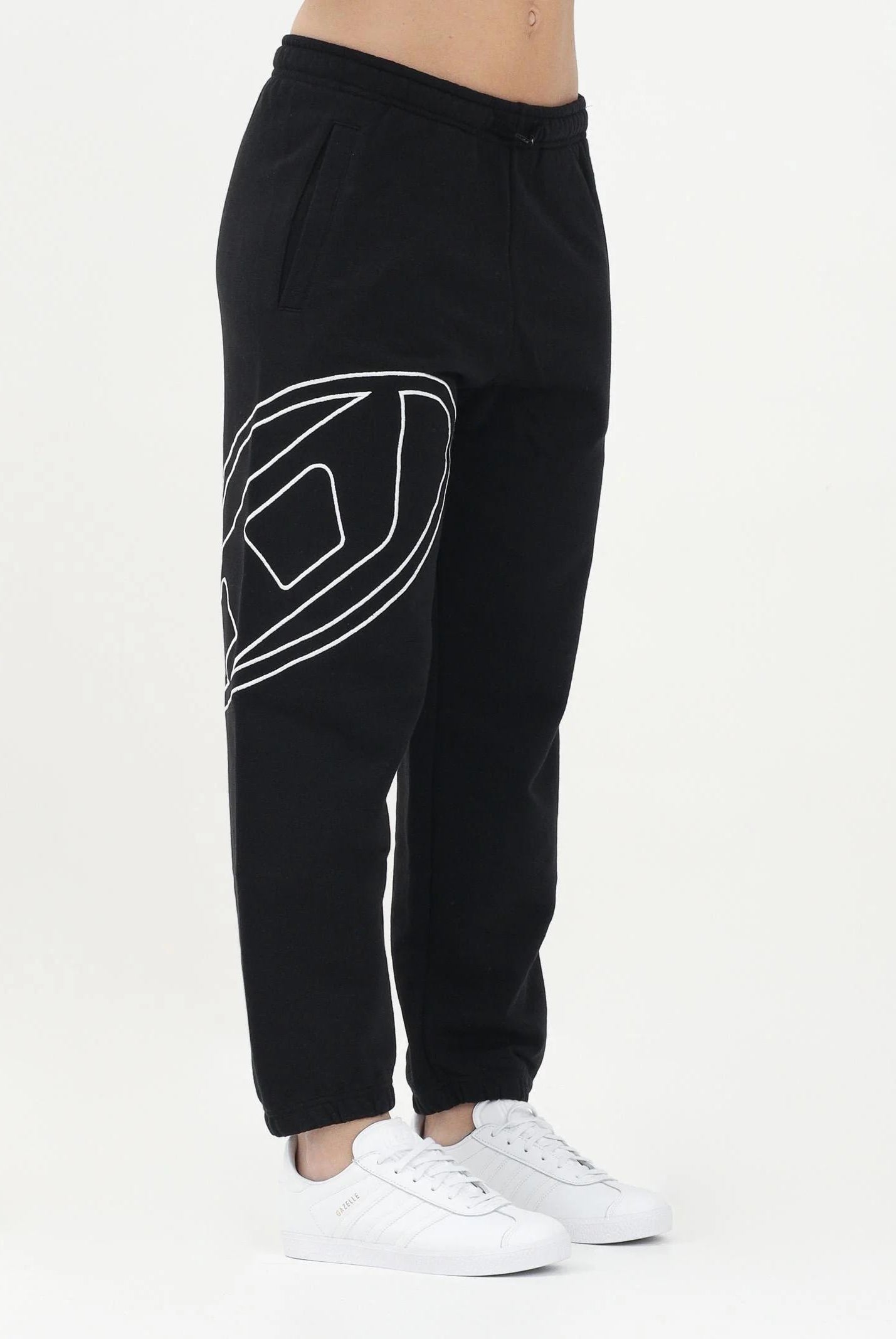DIESEL Pantalone sportivo nero per donna, ragazzi e bambini con maxi logo Oval D J022720GYCJ K900 DIESEL