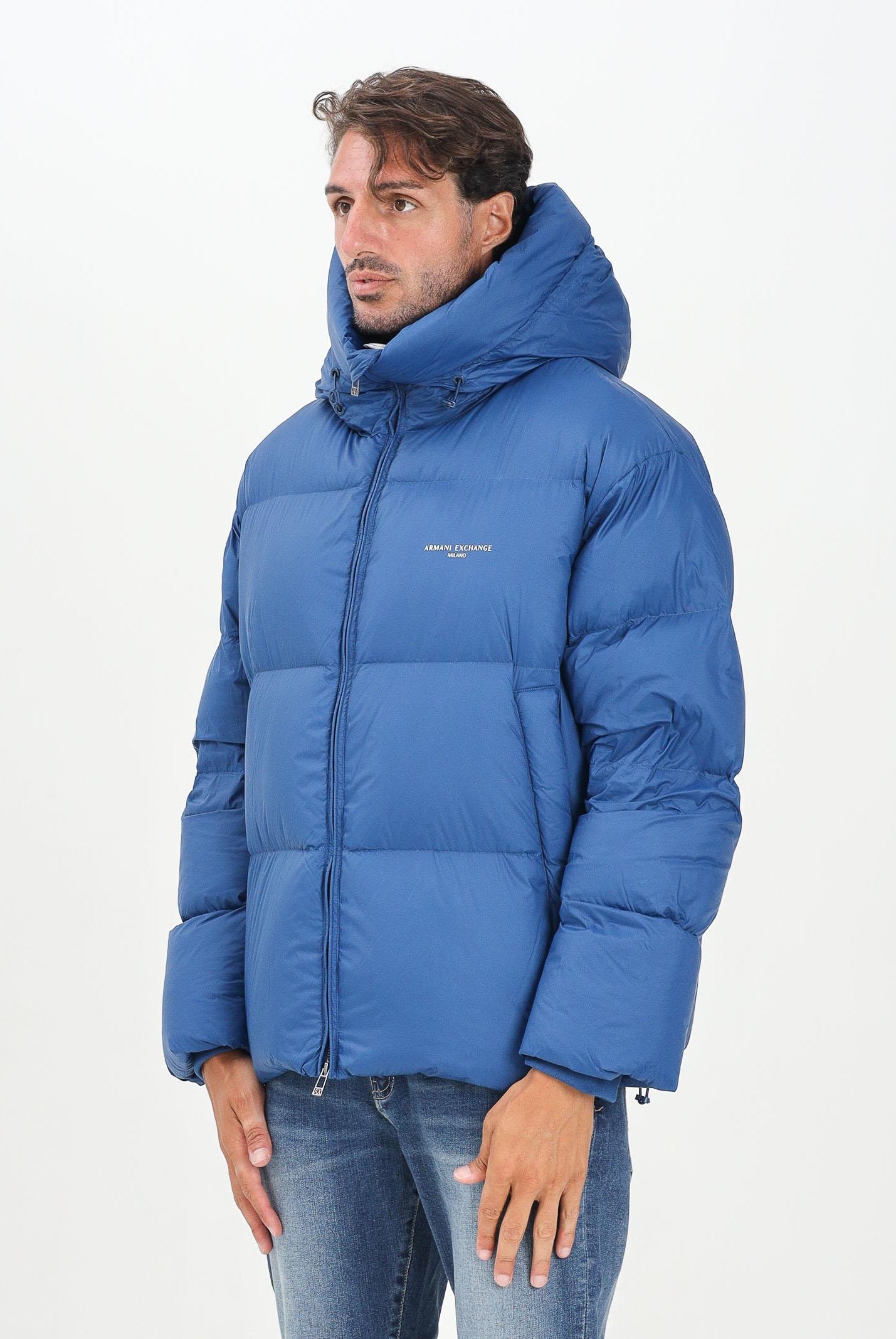 ARMANI EXCHANGE Piumino blu acceso da uomo con logo XM001115AF16589 UB079 ARMANI EXCHANGE