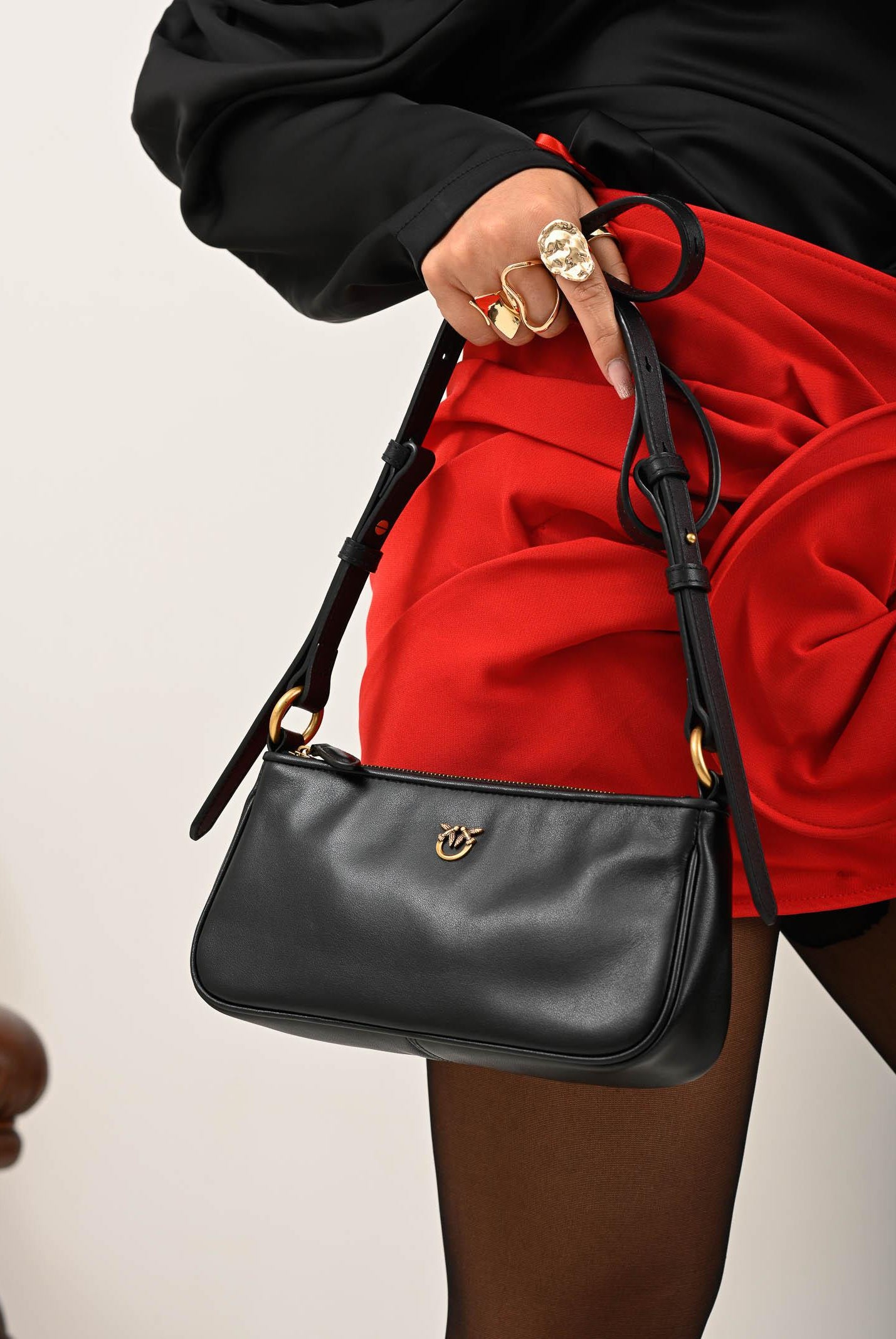 PINKO Borsa a spalla MINI HALF MOON BAGUETTE nera da donna 105069A0QO Z99Q PINKO