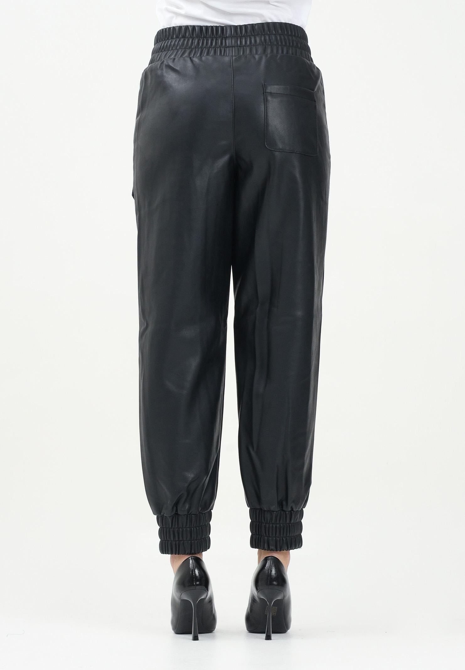 KARL LAGERFERLD Pantalone casual in ecopelle nera da donna con logo KLA1W10059 999 KARL LAGERFELD