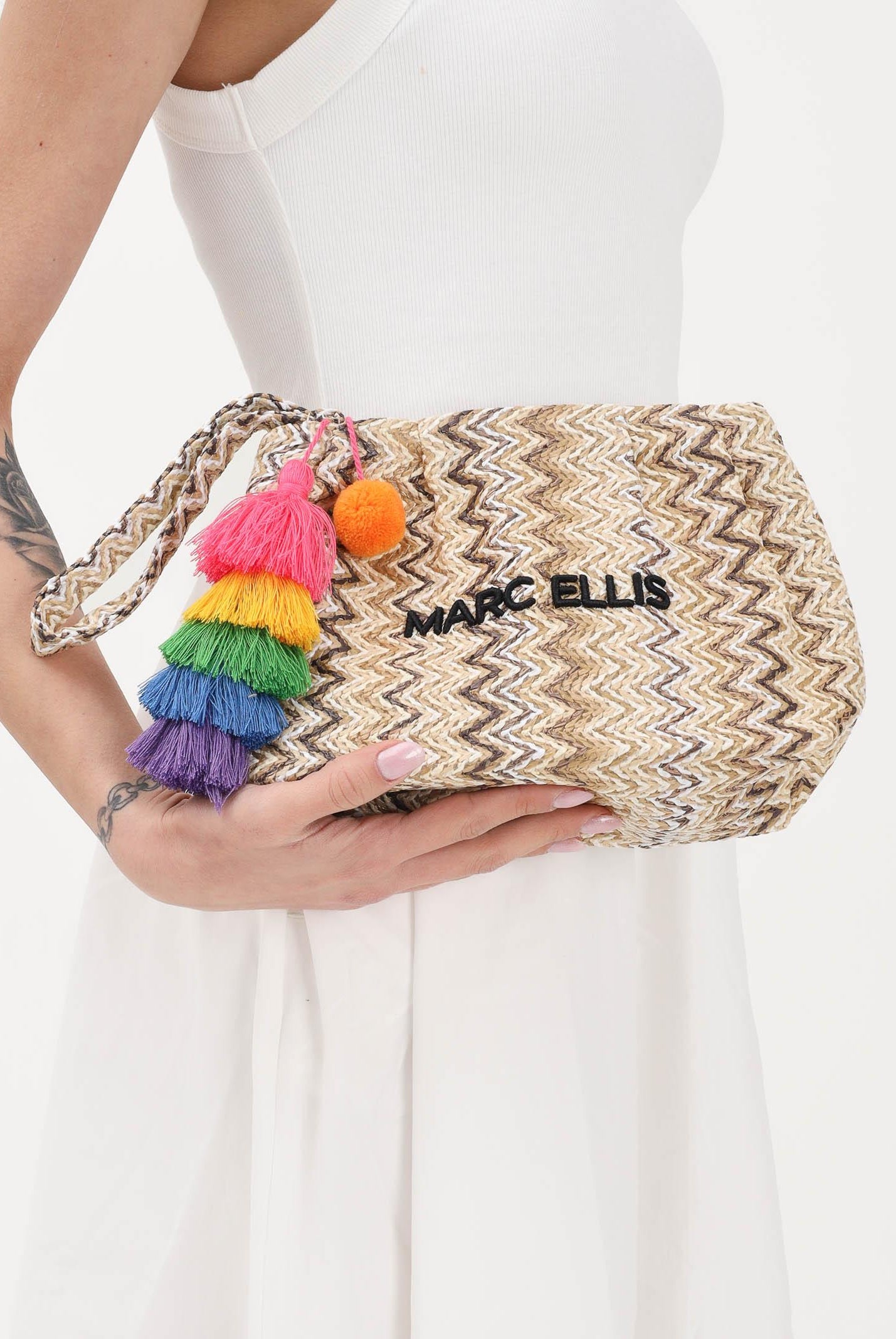 MARC ELLIS Pochette Buby S Claire C beige da donna con motivo zig-zag BUBY-S-CLAIRE-C MUNA MARC ELLIS