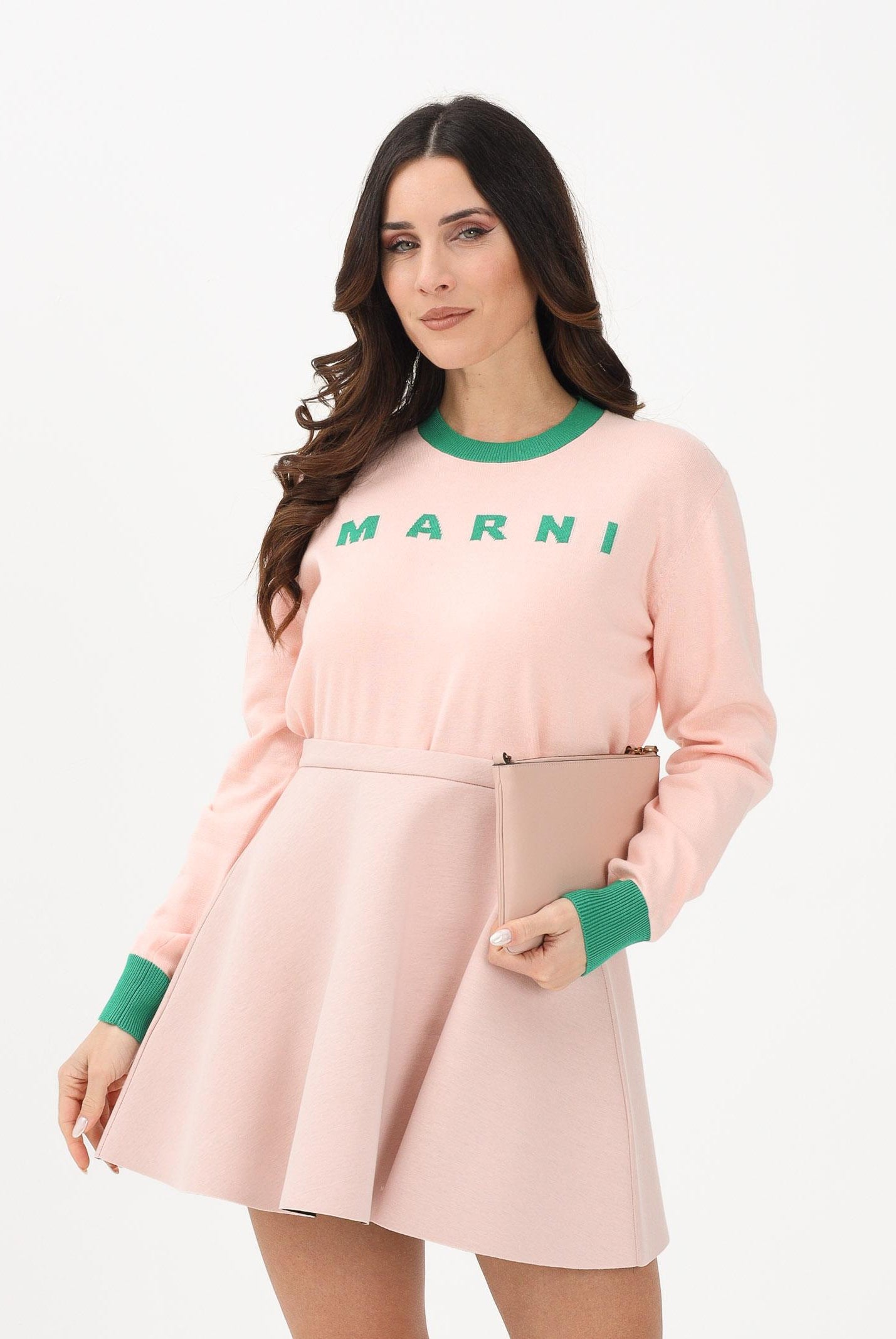 MARNI Maglioncino girocollo rosa per donna, ragazze e bambine con logo M01815M00X2 0M351 MARNI