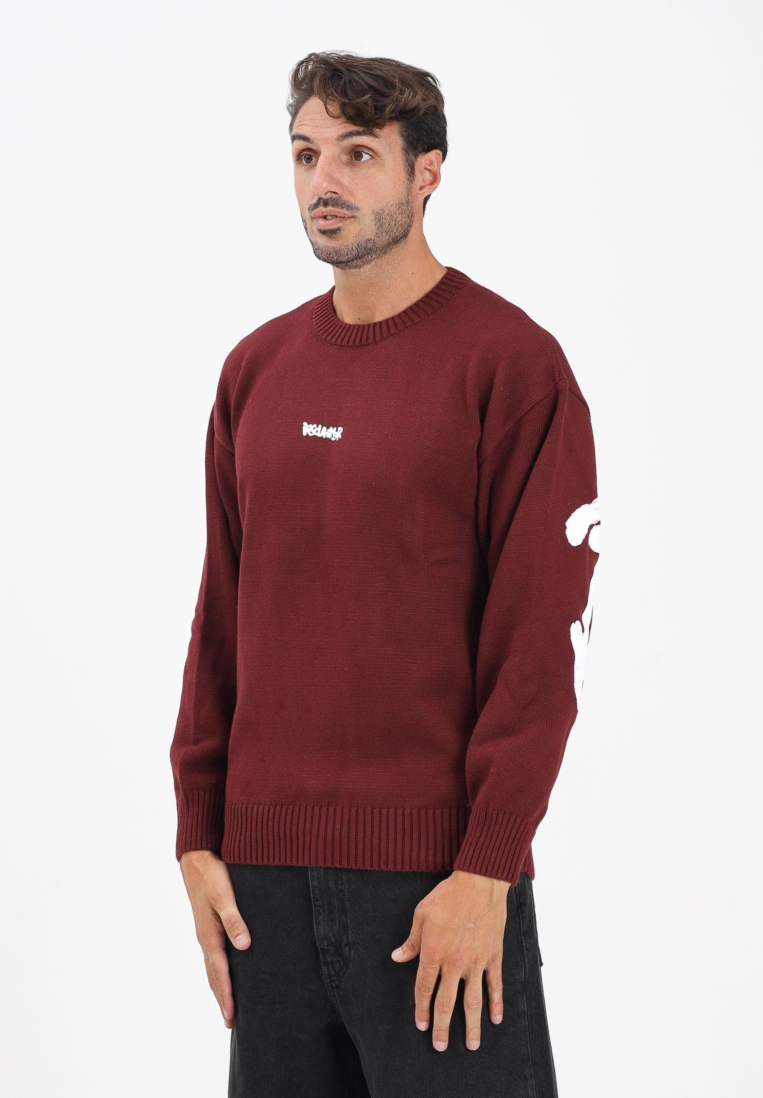 DISCLAIMER Maglioncino girocollo bordeaux da uomo con stampa logo 25IDS55116 BO DISCLAIMER