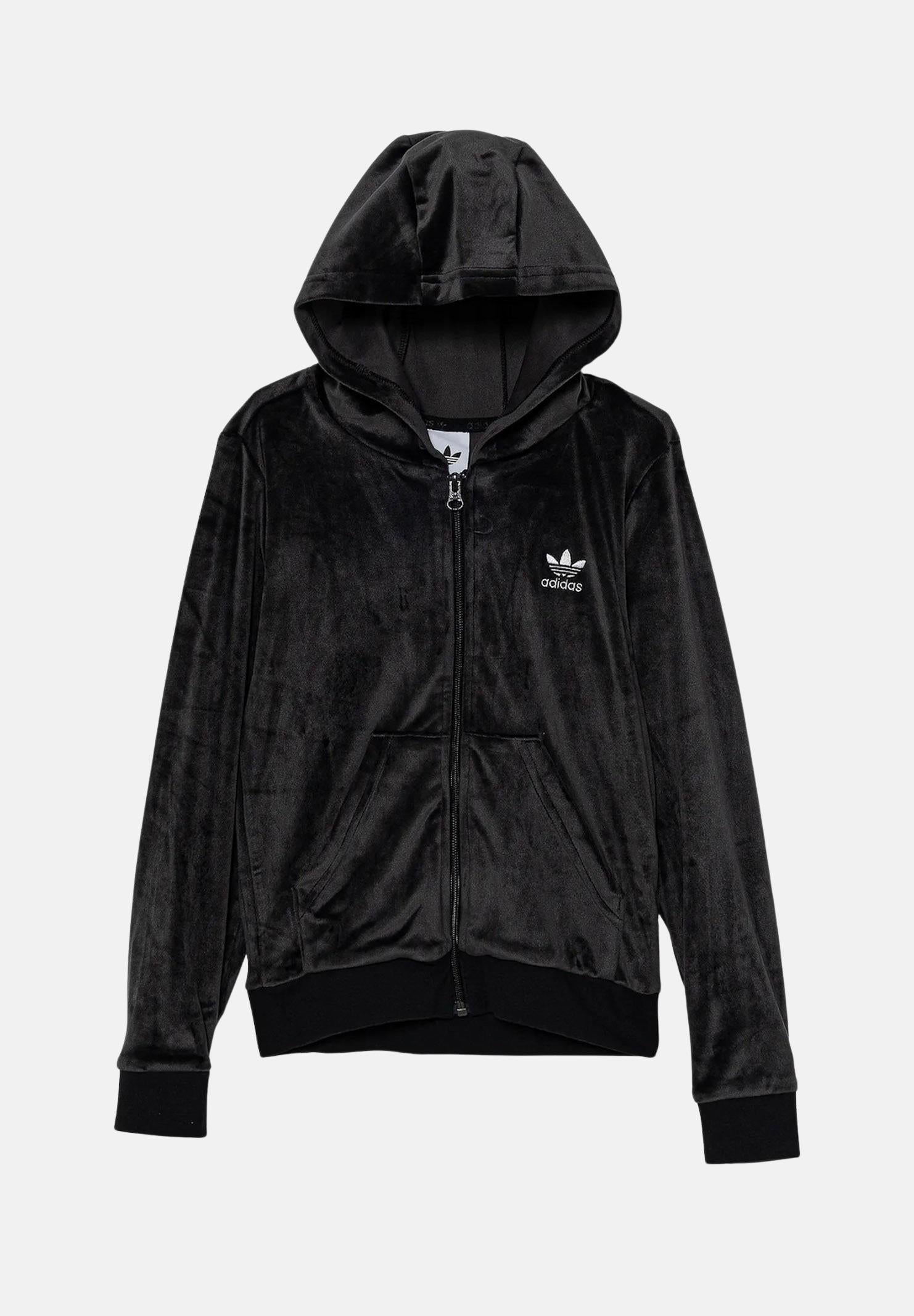 ADIDAS ORIGINALS Felpa con zip velour nera da bambina JX2845 . ADIDAS ORIGINALS