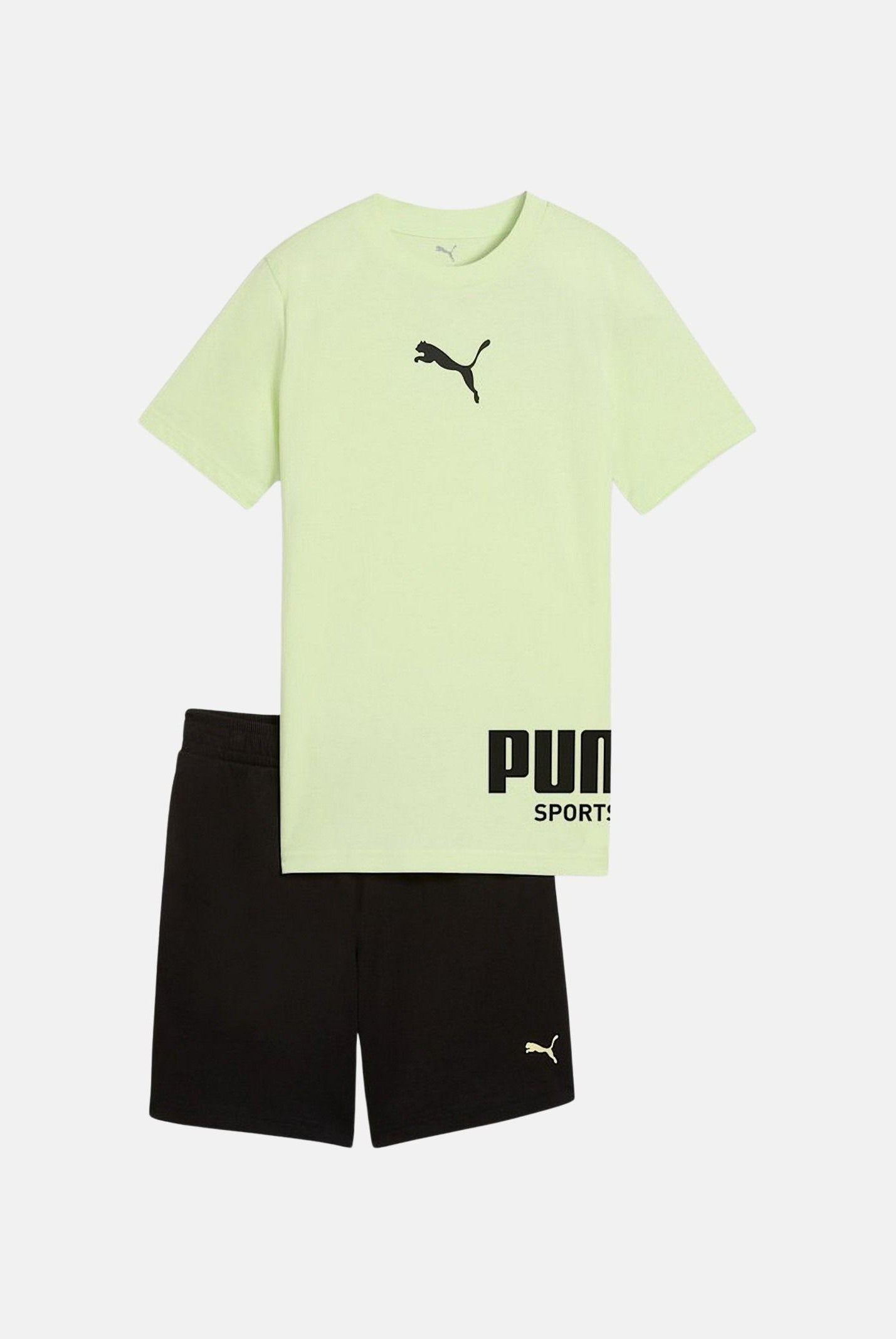 PUMA Completino PUMA Sport Graphic Relaxed lime e nero per bambino e bambina 693335 38 PUMA