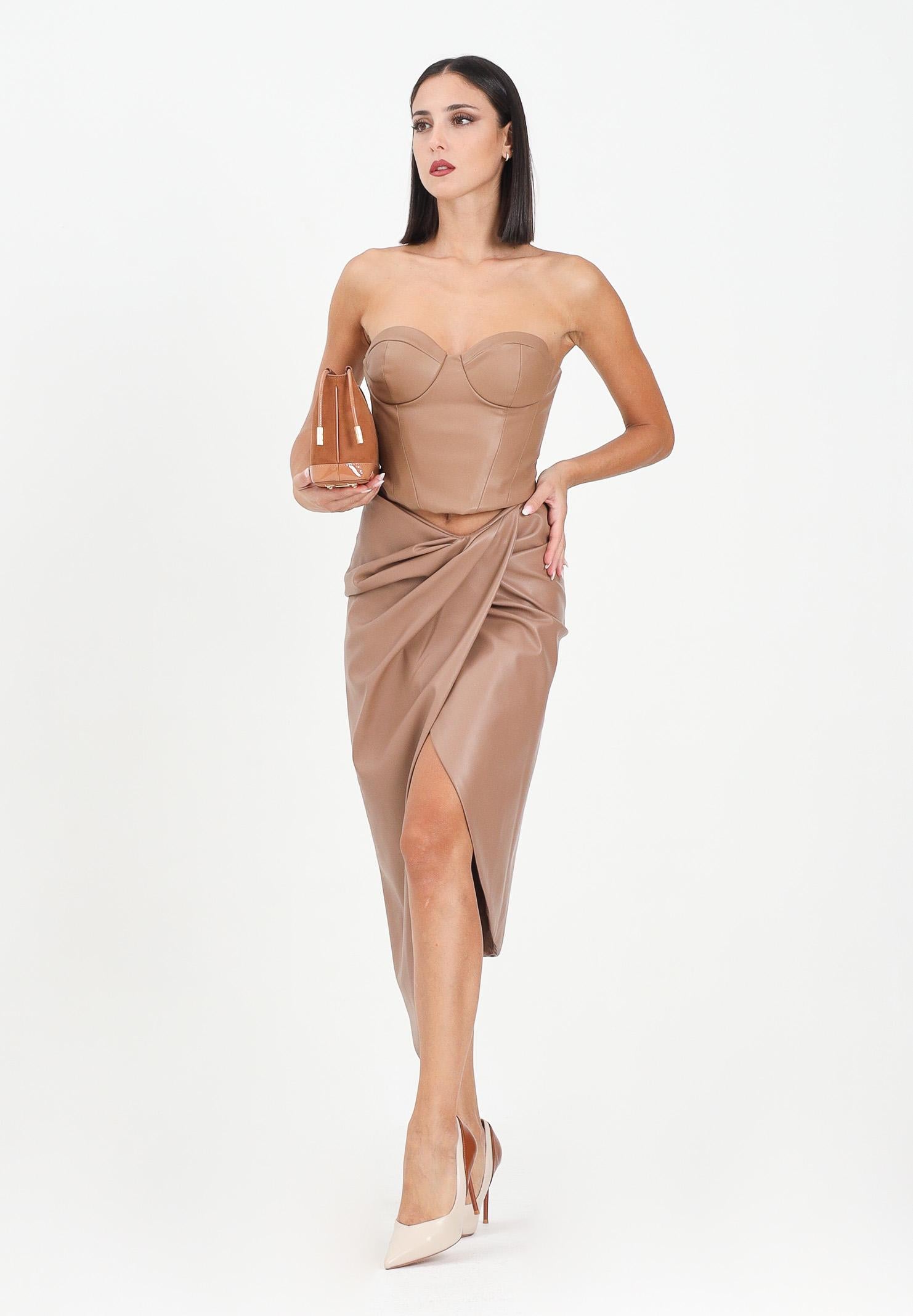 ALMA SANCHEZ Gonna midi Gaeta in ecopelle color cammello da donna AS2526049EP 122 ALMA SANCHEZ