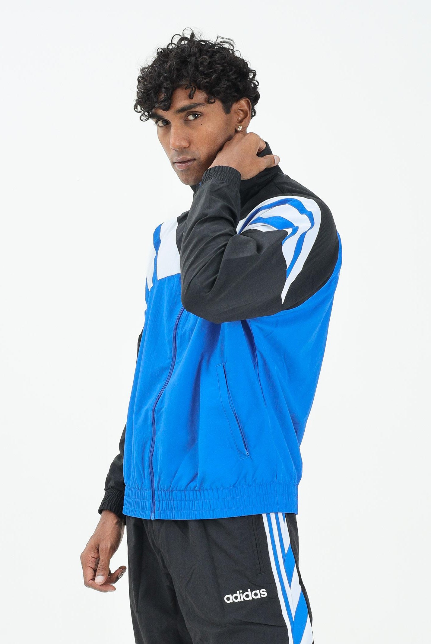 ADIDAS ORIGINALS Felpa con zip blu, bianca e nera da uomo JX3052 ADIDAS ORIGINALS