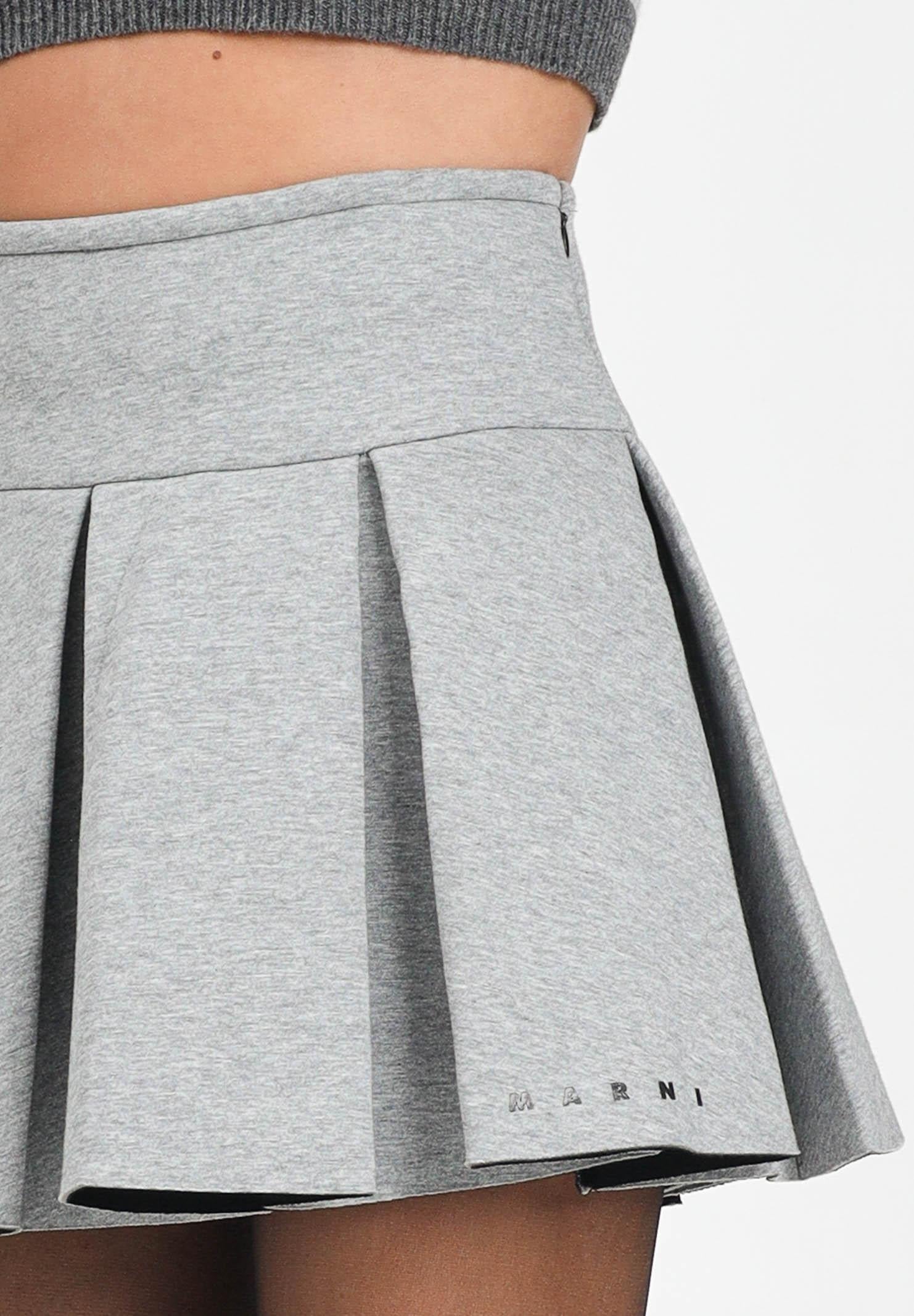 MARNI Gonna corta grigia per donna e ragazze in neoprene a balze M01550M00VC 0M923 MARNI