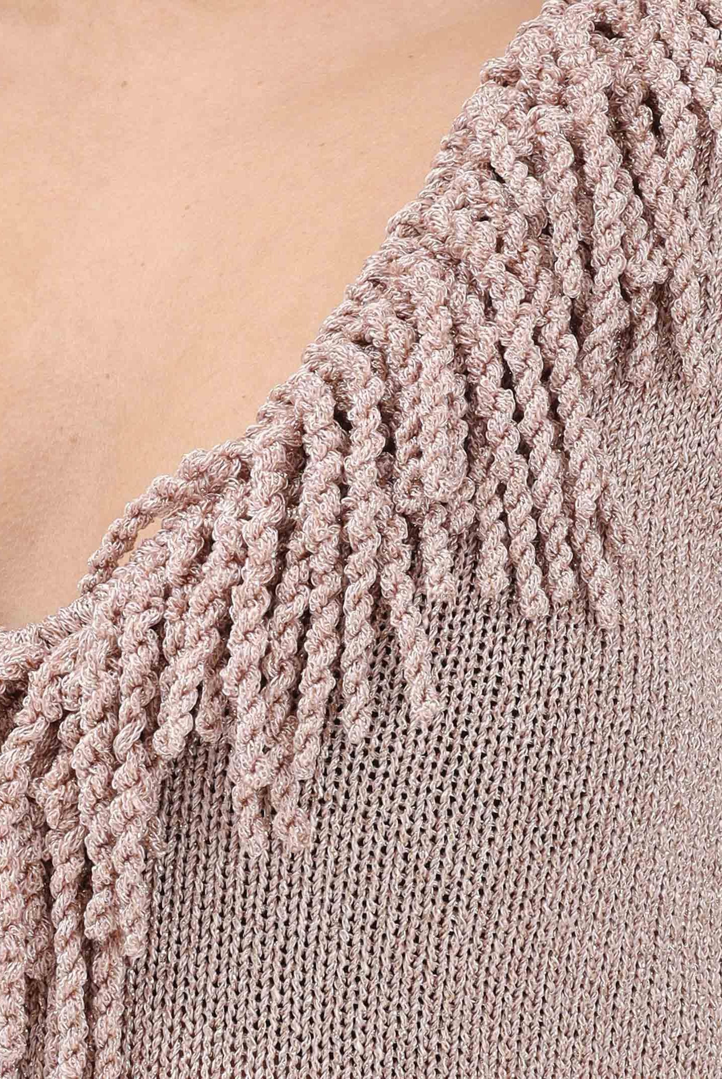 SIMONA CORSELLINI Body in maglia rosa da donna con frange P26CPBDO0101 V0697 SIMONA CORSELLINI