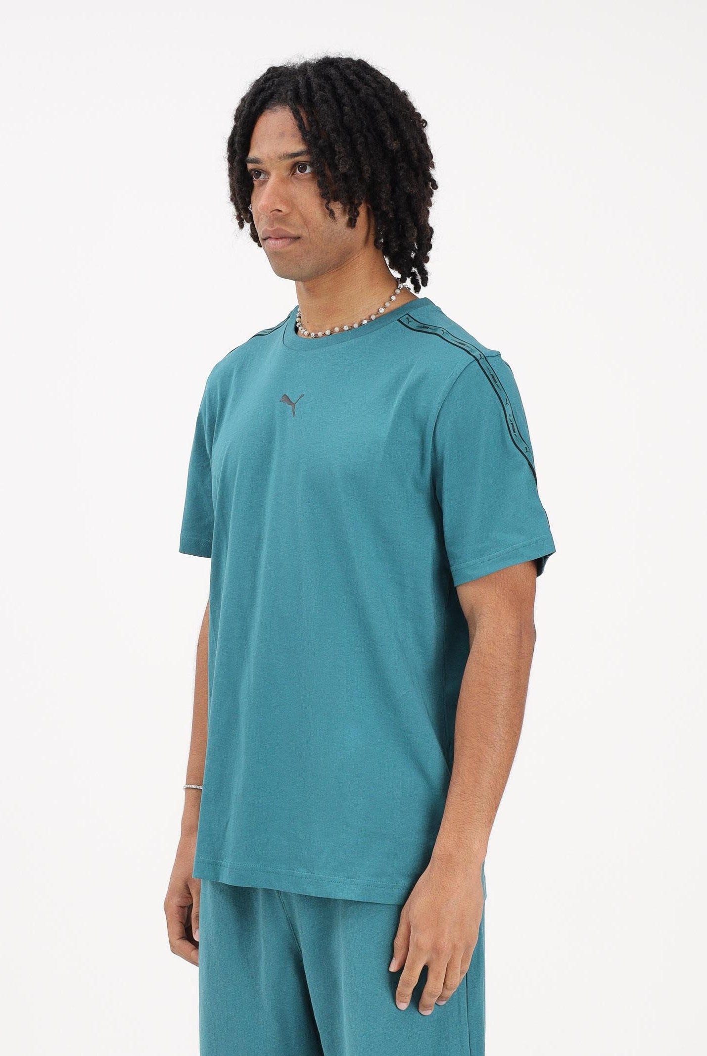 PUMA T-shirt a manica corta Essentials Tape turchese da uomo 691693 41 PUMA
