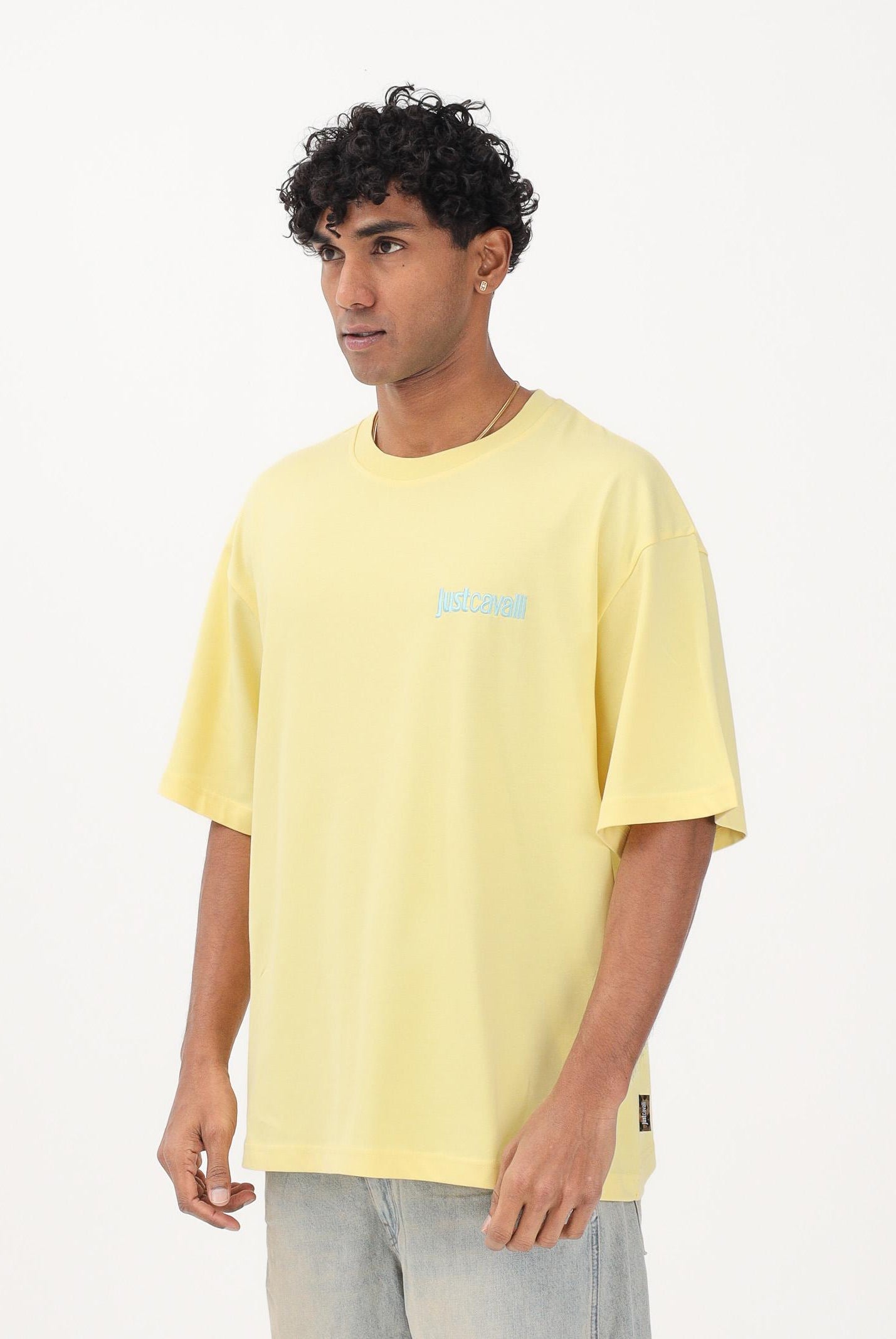 JUST CAVALLI T-shirt a manica corta gialla da uomo con stampa sul retro 80OAHE26CJ118 644 JUST CAVALLI