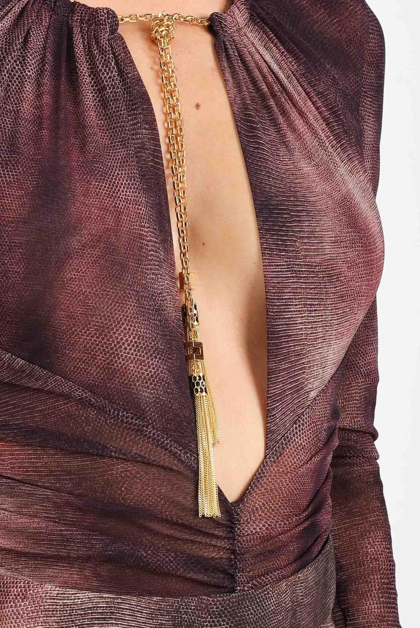 ELISABETTA FRANCHI Body bordeaux da donna realizzato in tessuto semitrasparente effetto pitonato BO02057E2 EA4 ELISABETTA FRANCHI