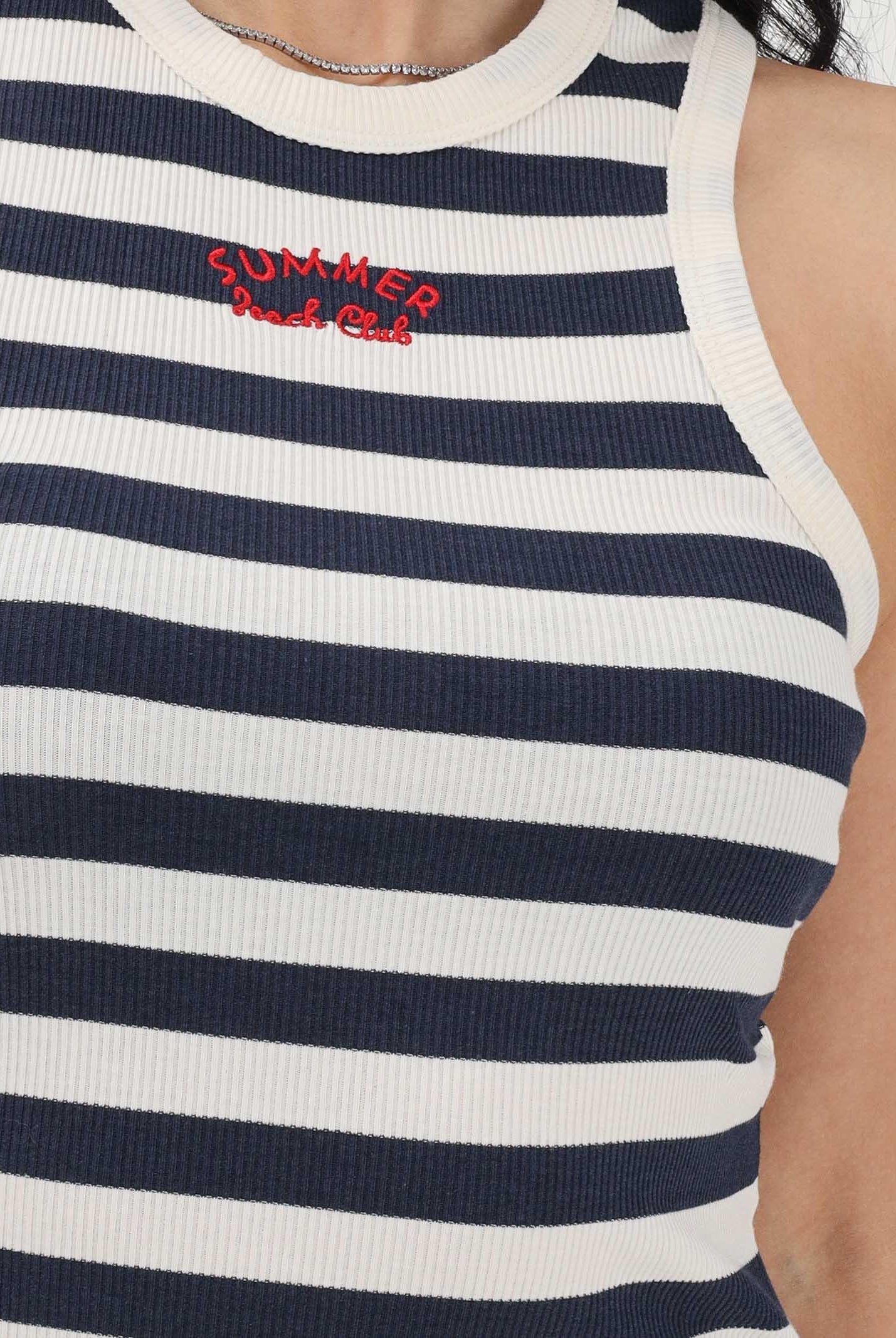 ONLY Canotta a righe panna e blu da donna con ricamo 15375771 BRWINA ONLY